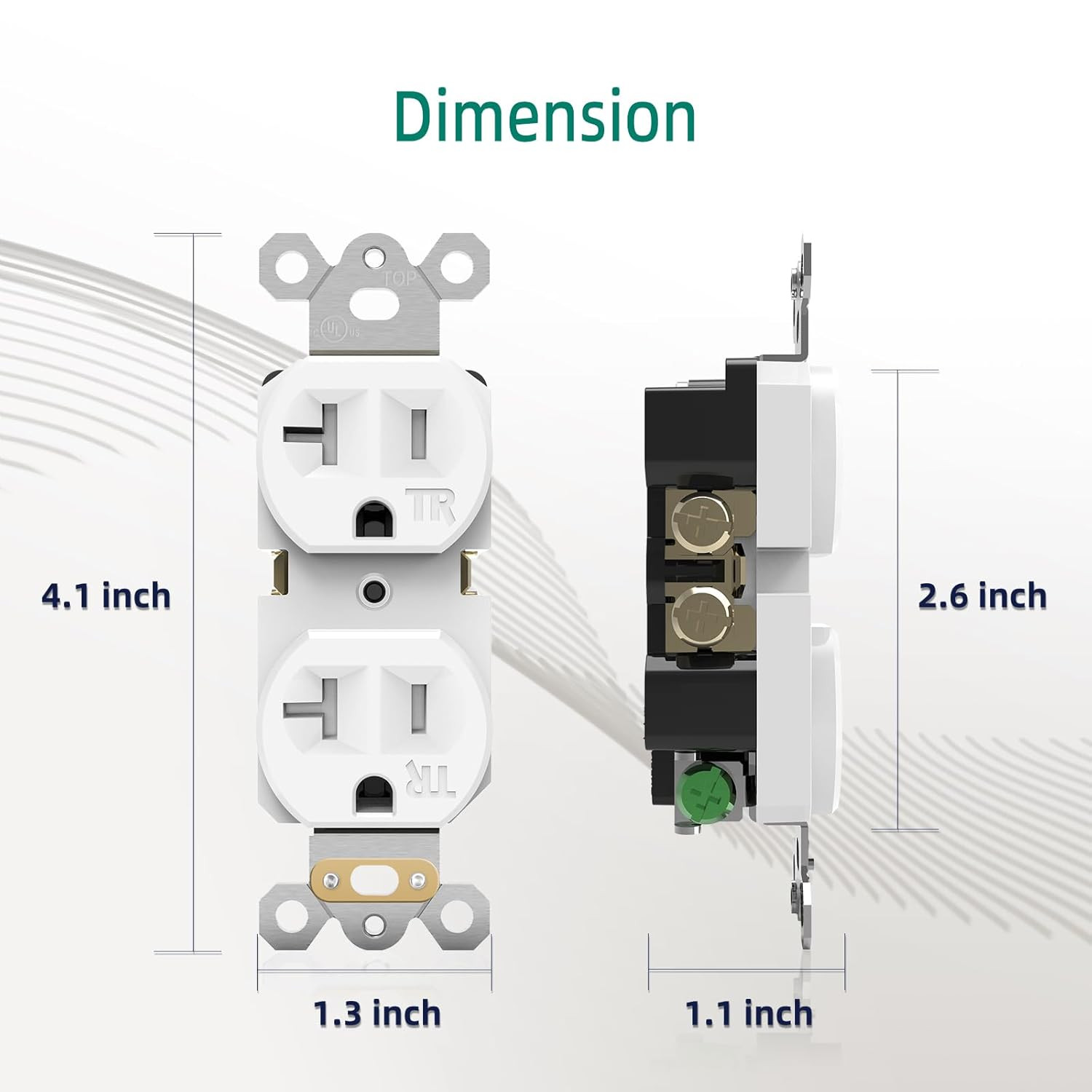 20Amp Electrical Wall Outlet, 125V Duplex Receptacle White Outlet