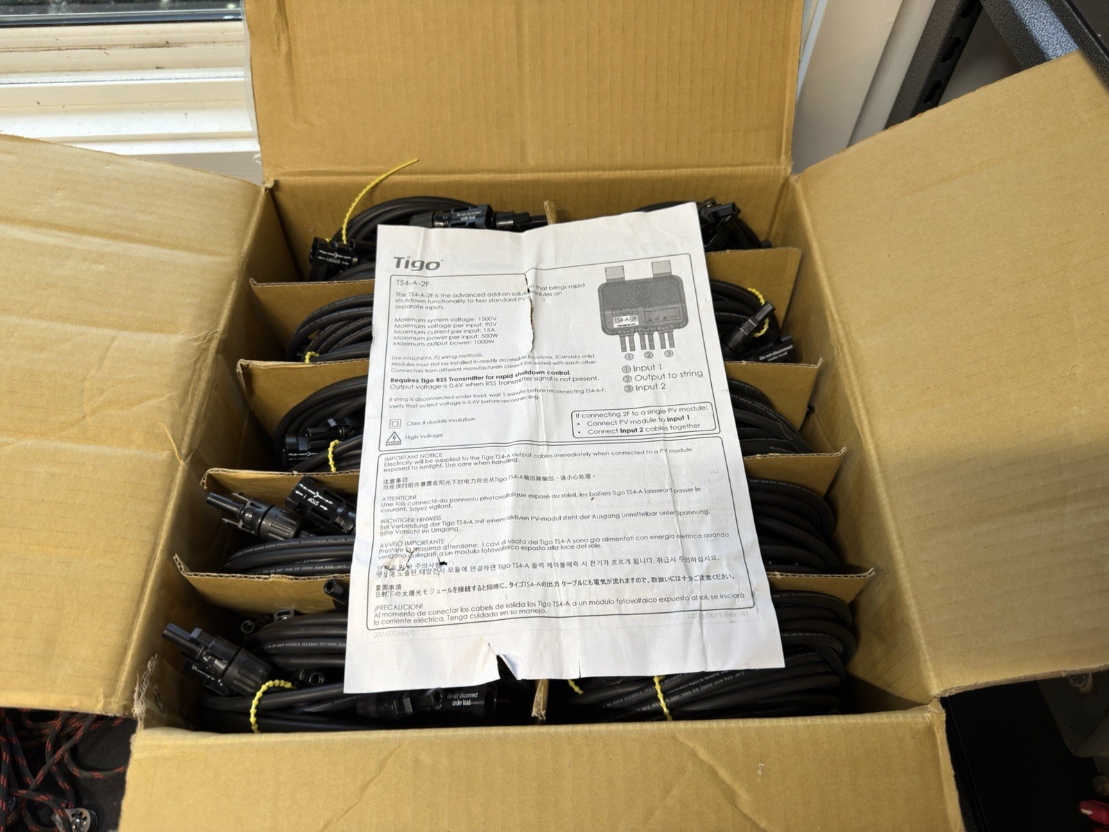 Tigo TS4-A-2F 2.2M Cable Box of 20