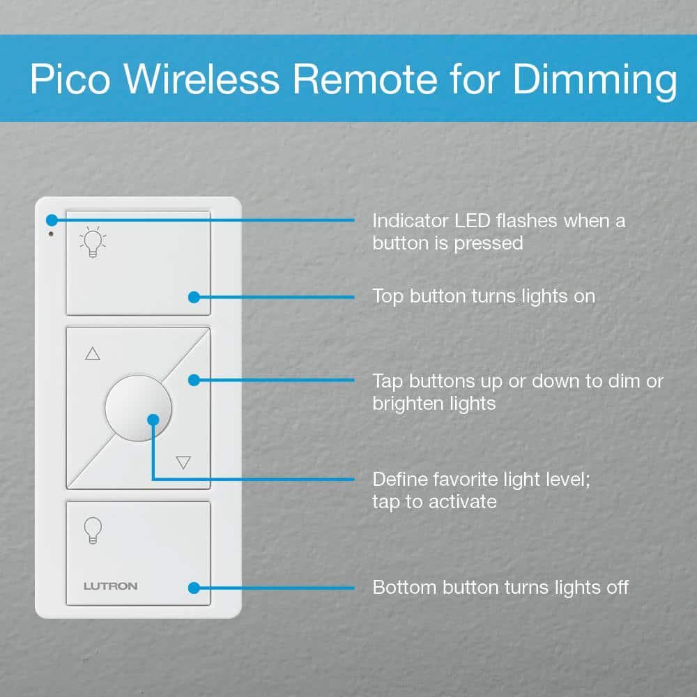 Lutron Pico Remote Control Light Switch for Caseta Wireless Dimmer Light Almond