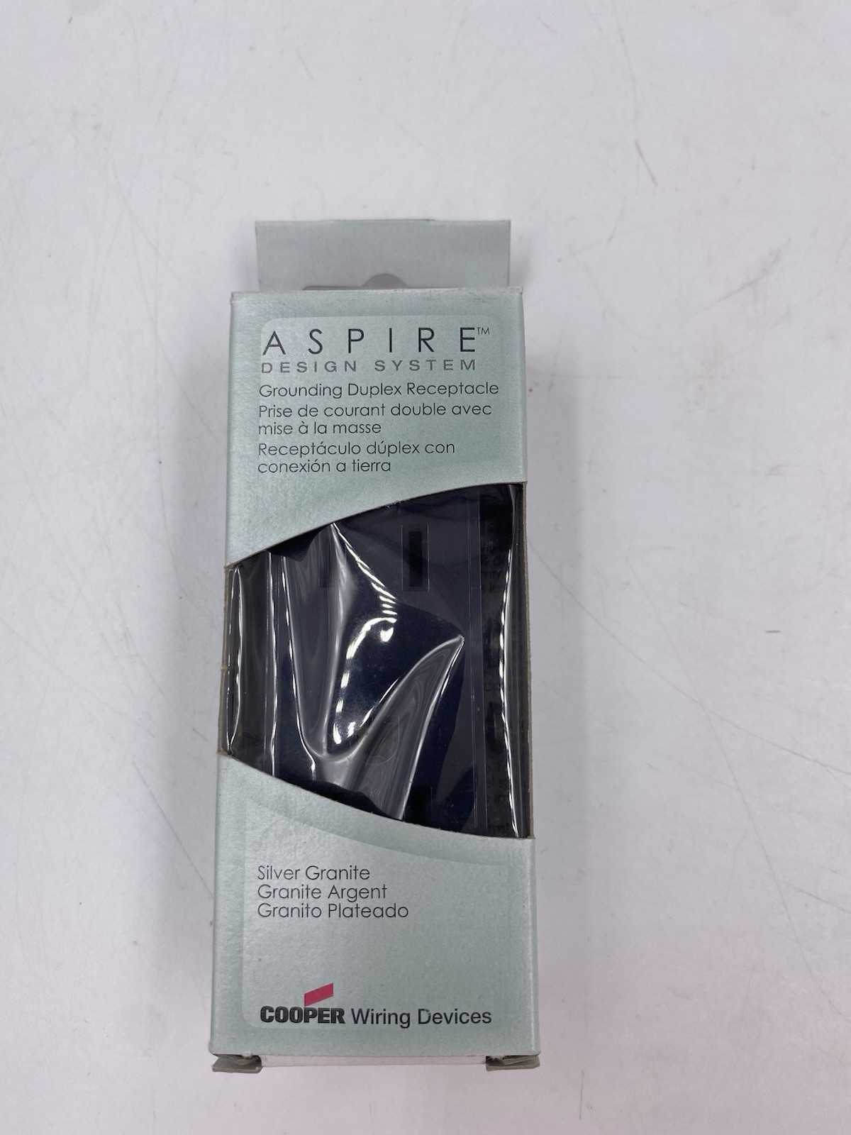 Cooper Wiring ASPIRE Design System Grounding Duplex Receptacle Silver Granite