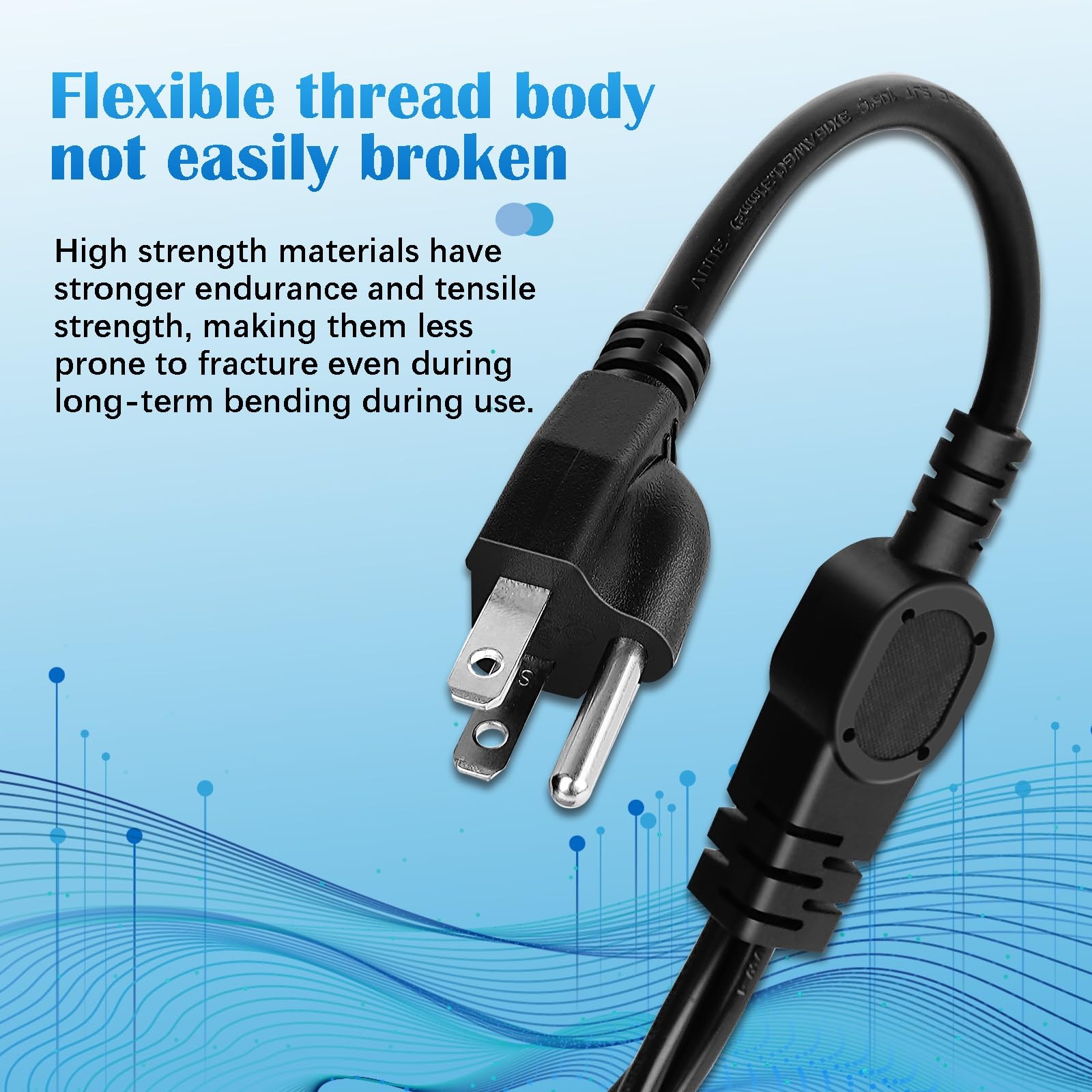 1.6 FT 3 Prong 1 To 3 Outlet Power Cord Splitter 16AWG 10A/1250W NEMA Black