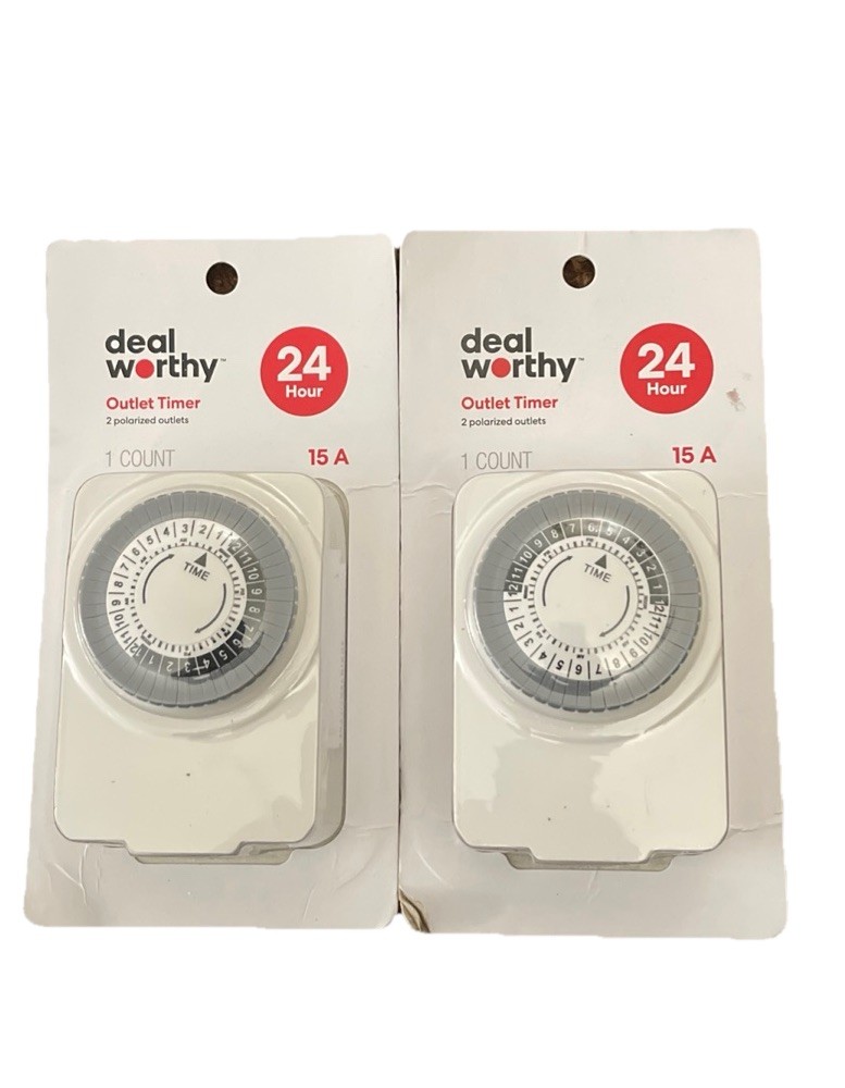 Indoor Wall Outlet Timer 24 Hours.Set 2 Items Each.Duel Port-Dealworthy TTTIM02