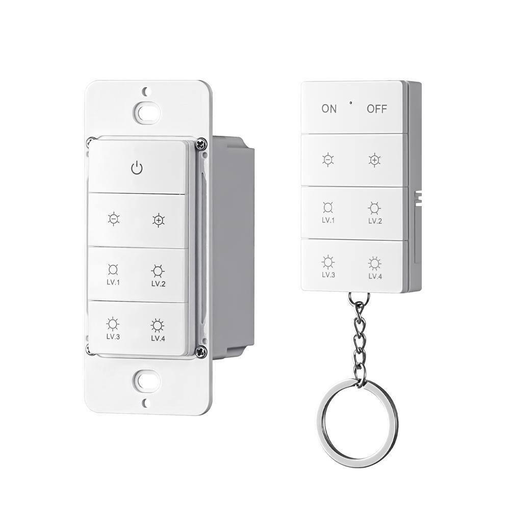 White On/Off 1-Way Adjustable Brightness Button Dimmer Switch for CFL, Halogen,