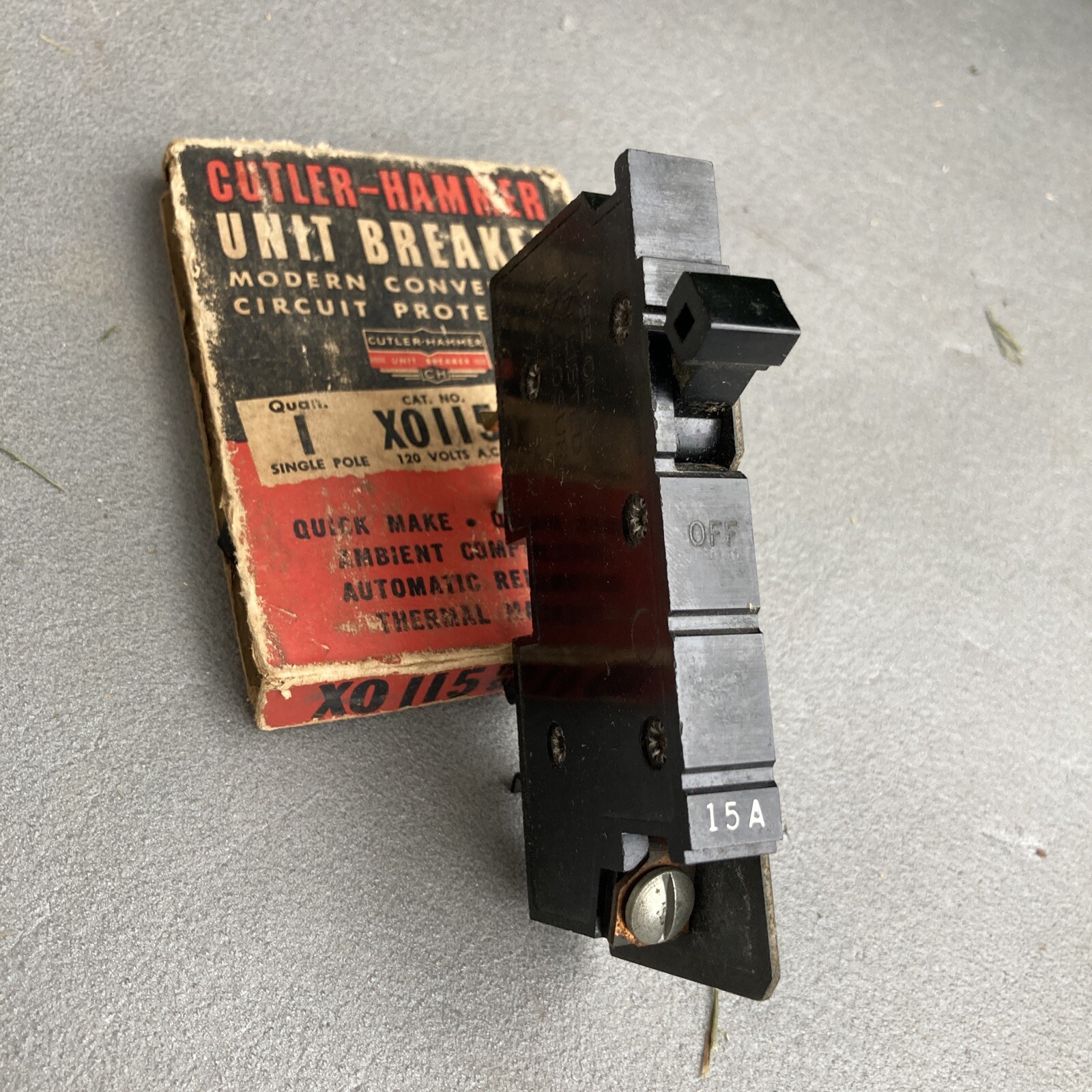 XO115 15 Amp Single Pole 15A 120v Circuit Breaker Cutler Hammer USED / NO BOX