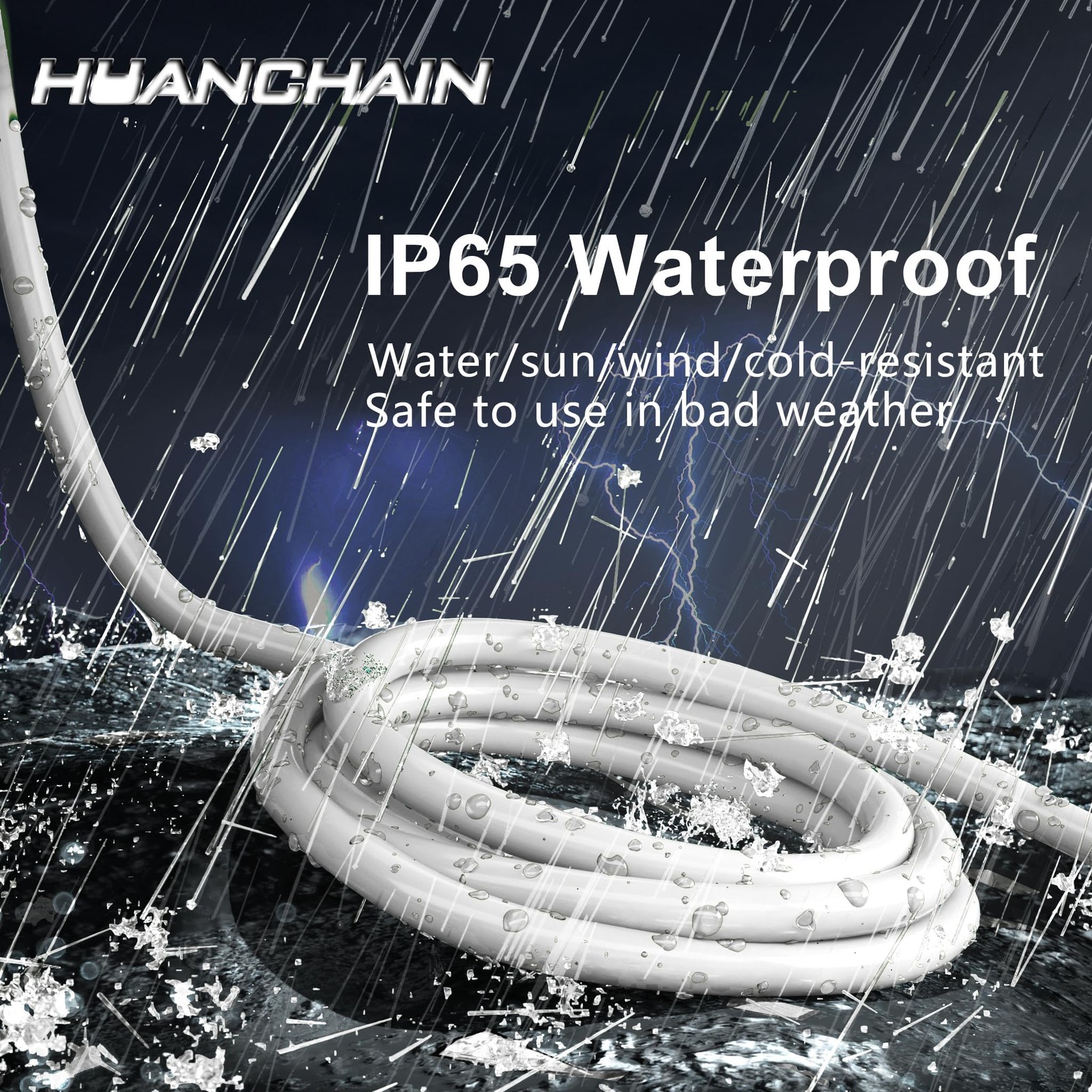 Indoor Outdoor White Extension Cord 20 Ft Waterproof 16/3 Gauge Flexible Coldres