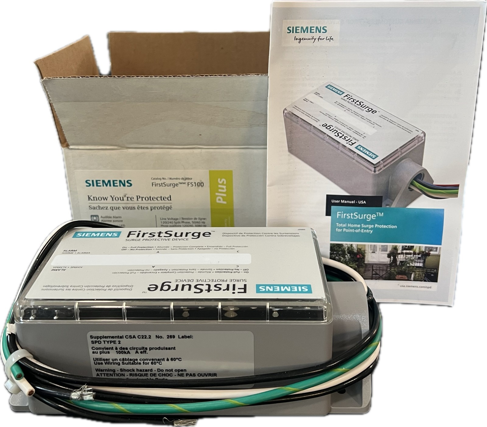 Siemens FS100 Whole House Surge Protection Device 100,000 Amp Protector
