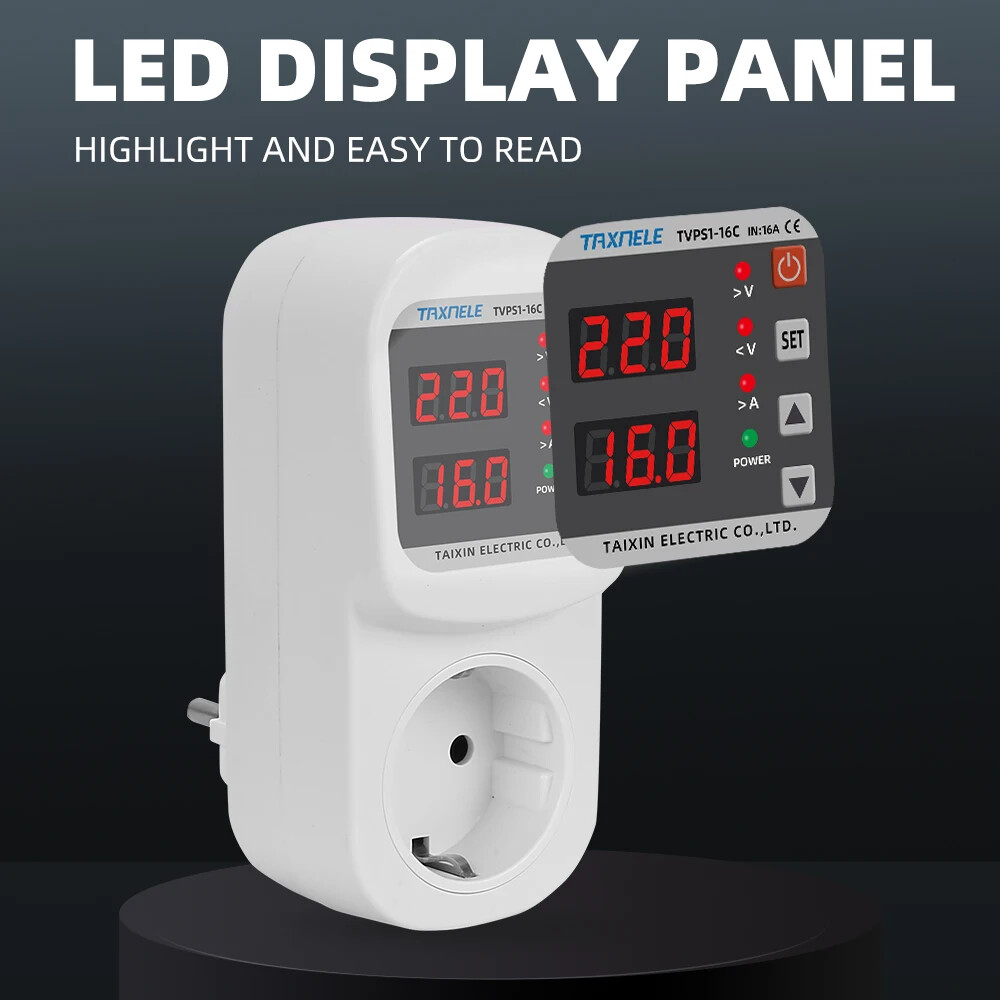 16A Voltage Protector Over Under Current Adjustable Surge Protection 220V 110V