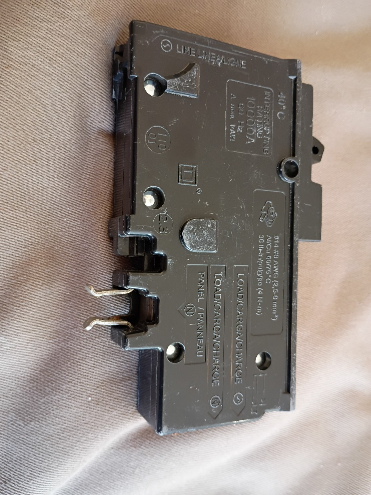 Square D HOM115PDF Homeline, 15A, 1P, 120V~ GFCI, Plug On Circuit Breaker Used