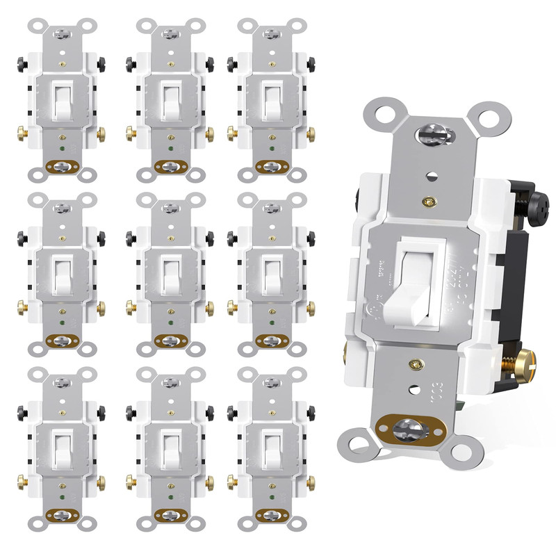 Aida 15 Amp Toggle Light Switch 4 Way Grounding Screw Residential Grade