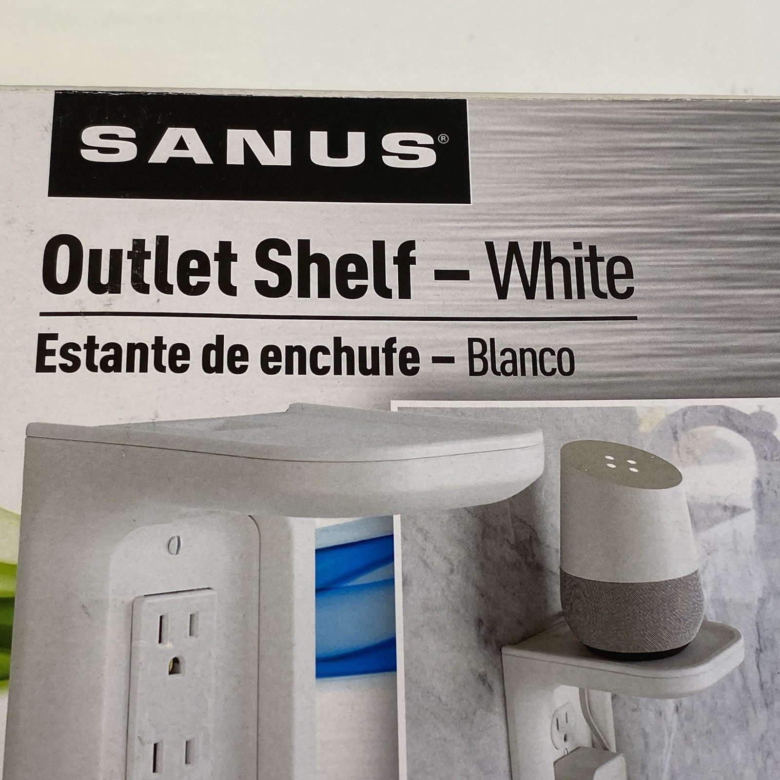 Outlet Shelf White SANUS Outlet Cover with a Shelf Above Holds 10lb – New in Box