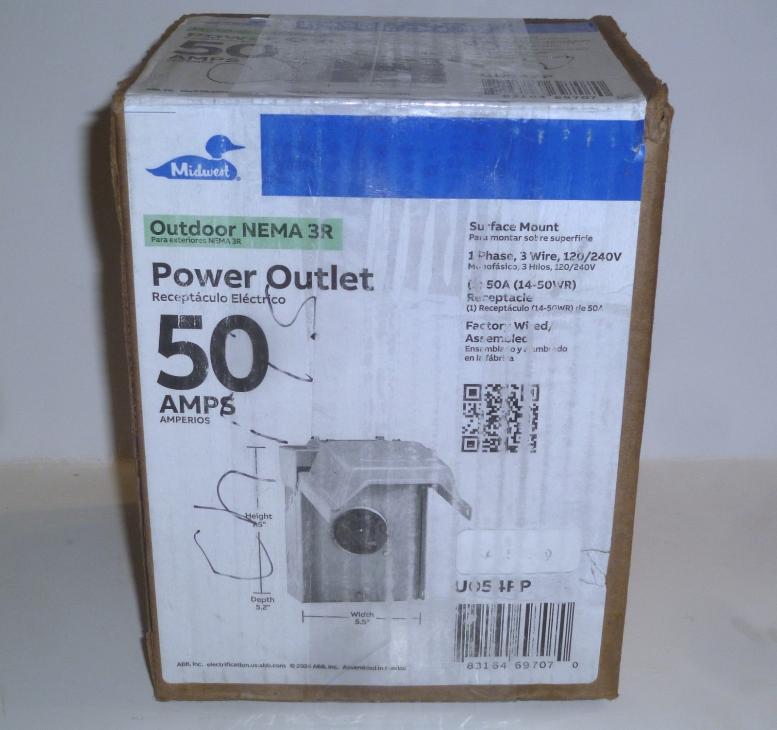 Midwest Electric 50 Amp Temporary RV Power Outlet U054PP