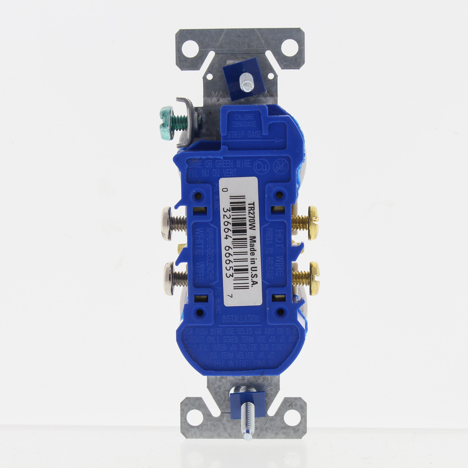 Eaton White TAMPER RESISTANT Duplex Receptacle Outlet NEMA 5-15R 15A Bulk TR270W