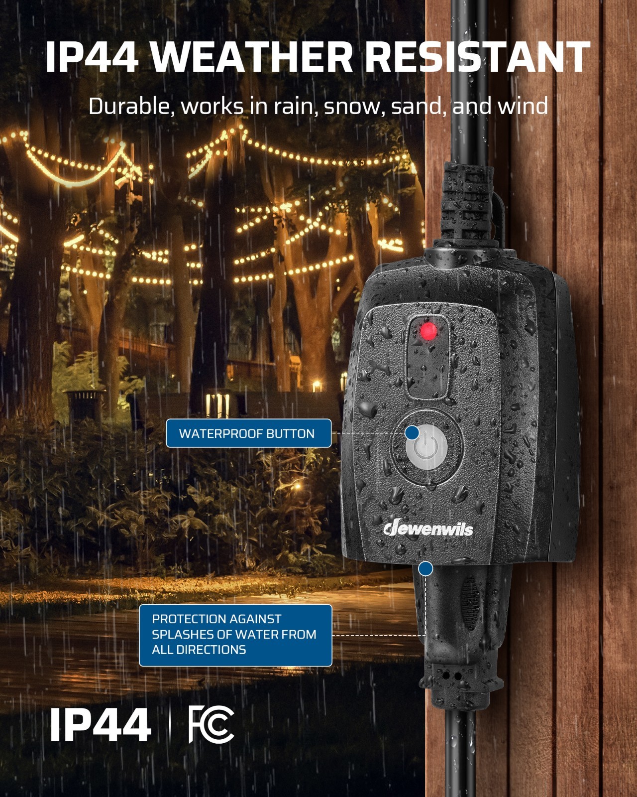 DEWENWILS Outdoor Dimmer for String Lights with Remote Waterproof Plug-in Dimmer