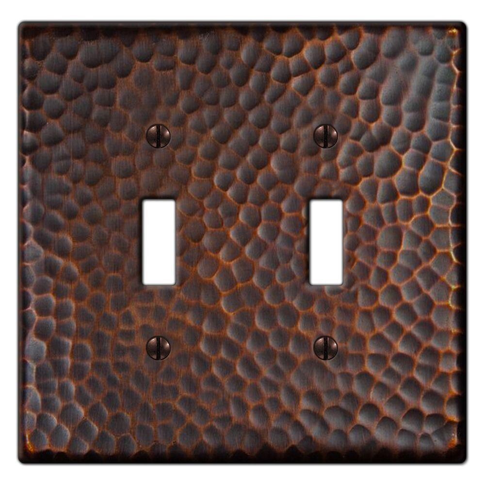 Hampton Bay Lighting Plates Hammered Oil Bronze 2 Toggle Wall Plate 156TTDBHB