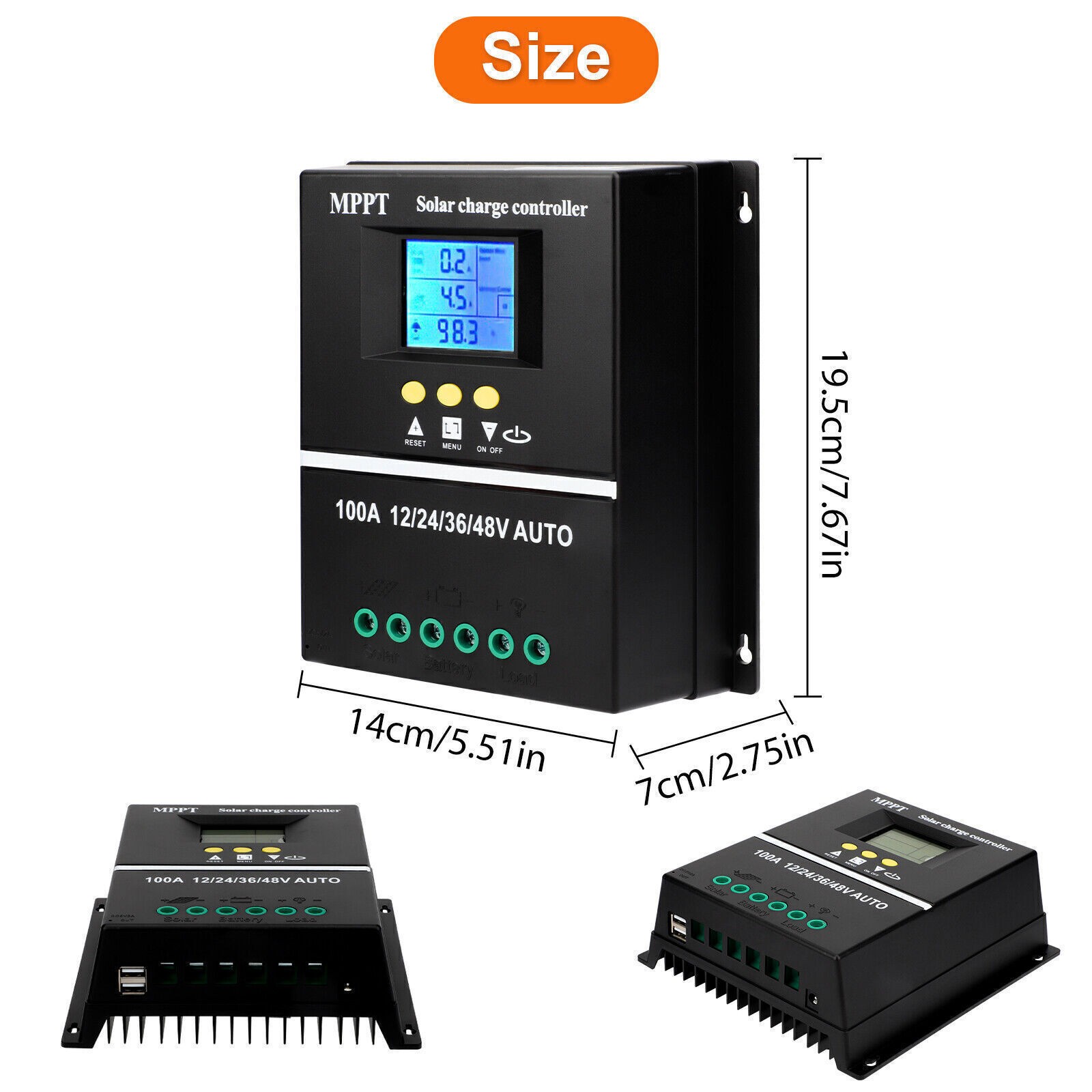 100A MPPT Solar Charge Controller 12V 24V 36V 48V Battery PV Regulator 4000W