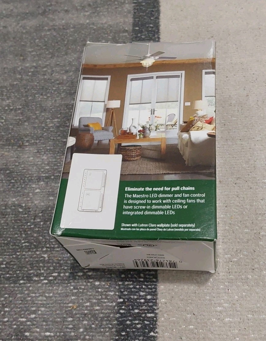 Lutron MACL-LFQH-WH Maestro Fan Control and Light Dimmer for Dimmable LED New I3