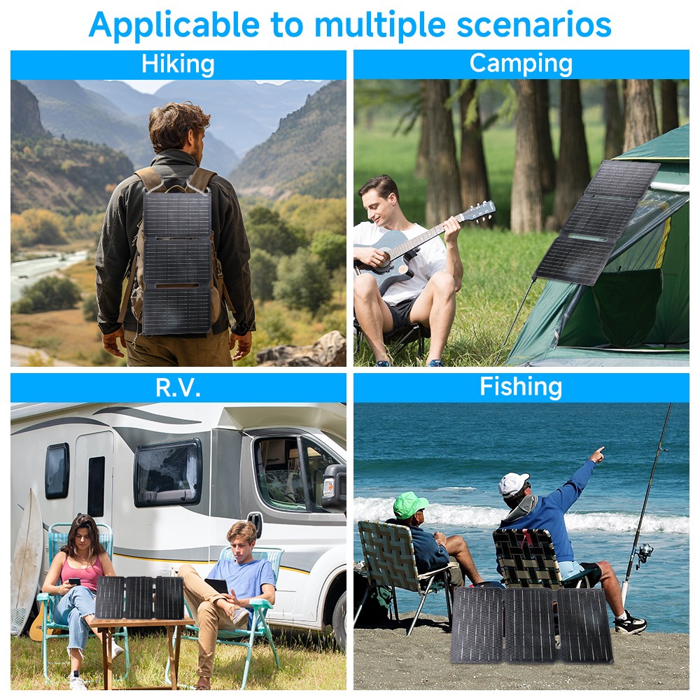 40W 5V Foldable Portable Solar Panel USB Type-C Charger for RV Car Boat Camping
