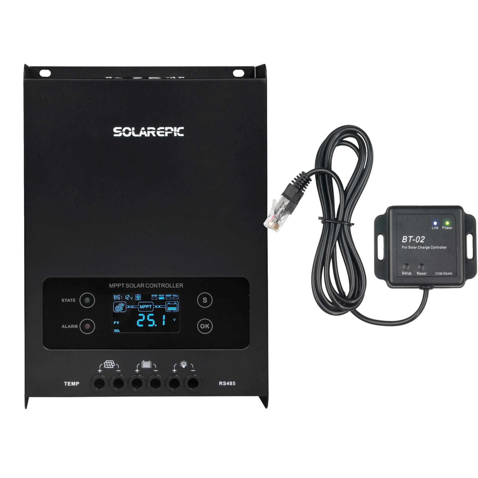 100A MPPT Solar Controller 12V/24V/36V/48V Solar Charger 250V & Bluetooth BT-02