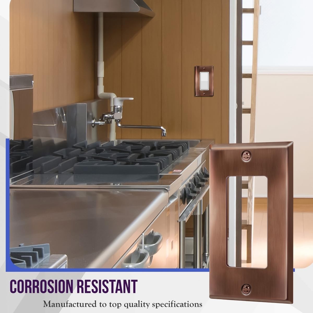 Elegant Corrosion-Resistant Stainless Steel Wall Plate in Antique Copper Finish