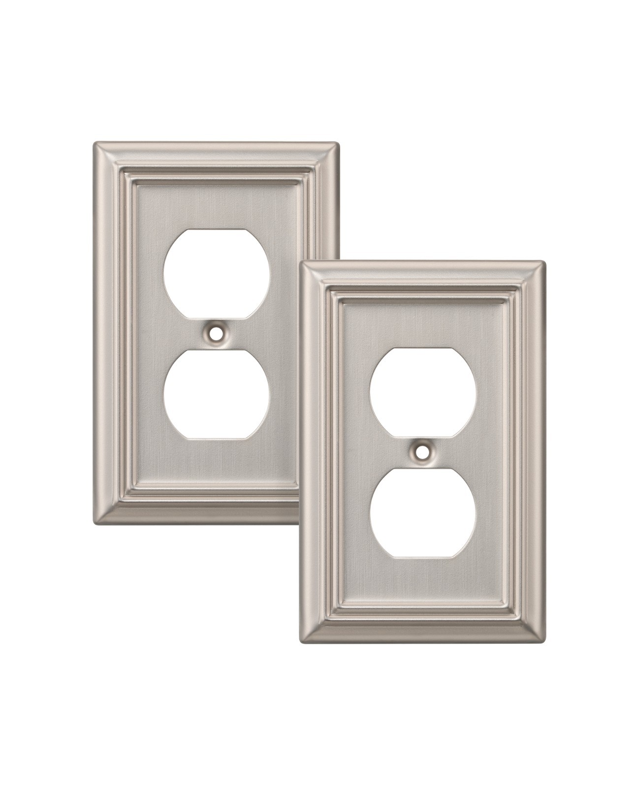 DEWENWILS Duplex Outlet Covers, Brushed Nickel Outlet Wall Plates,Metal,2 Pack