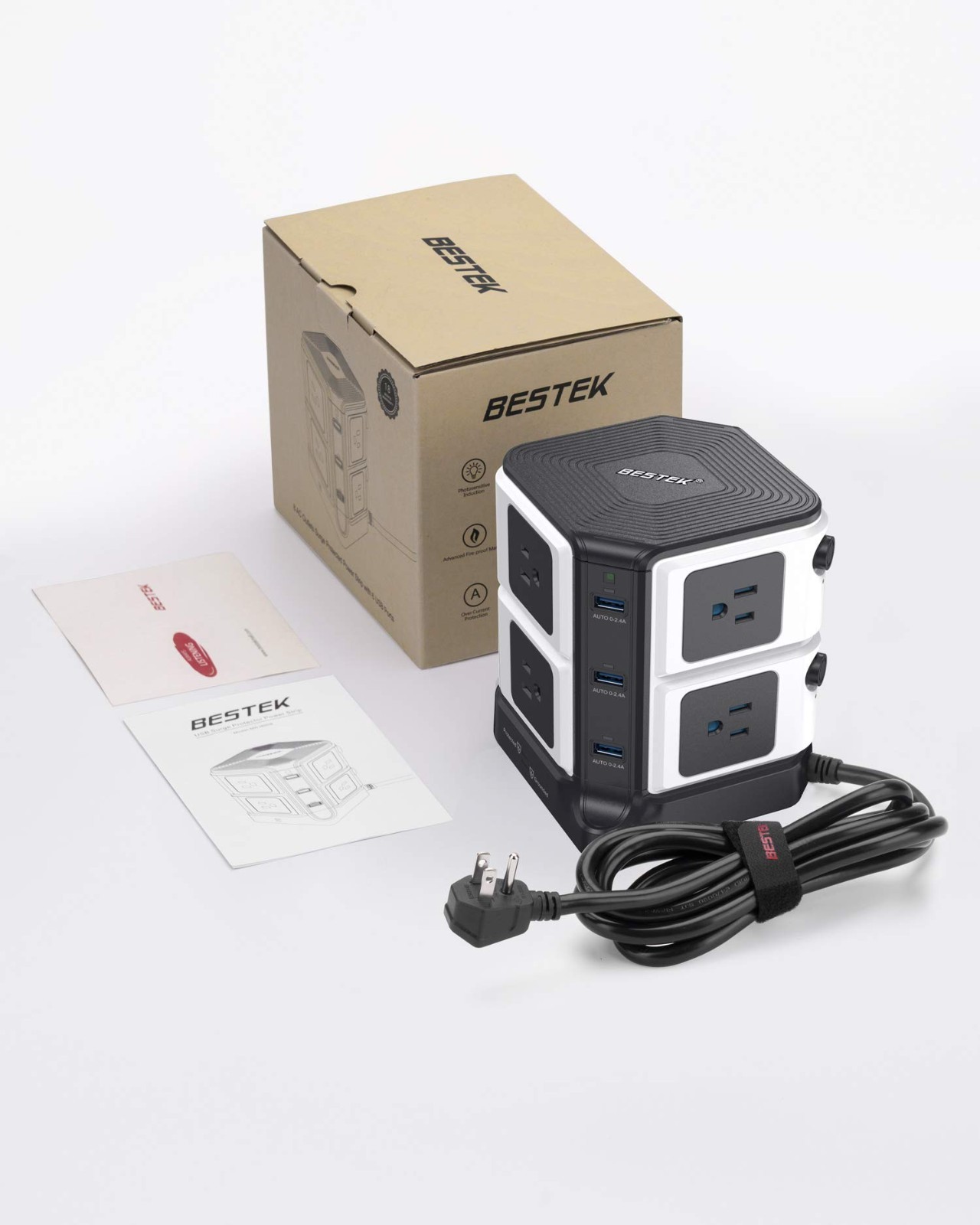 Surge Protector Power Strip with 8 Outlets & 6 USB Ports, 12ft Cord, 1500 Joules