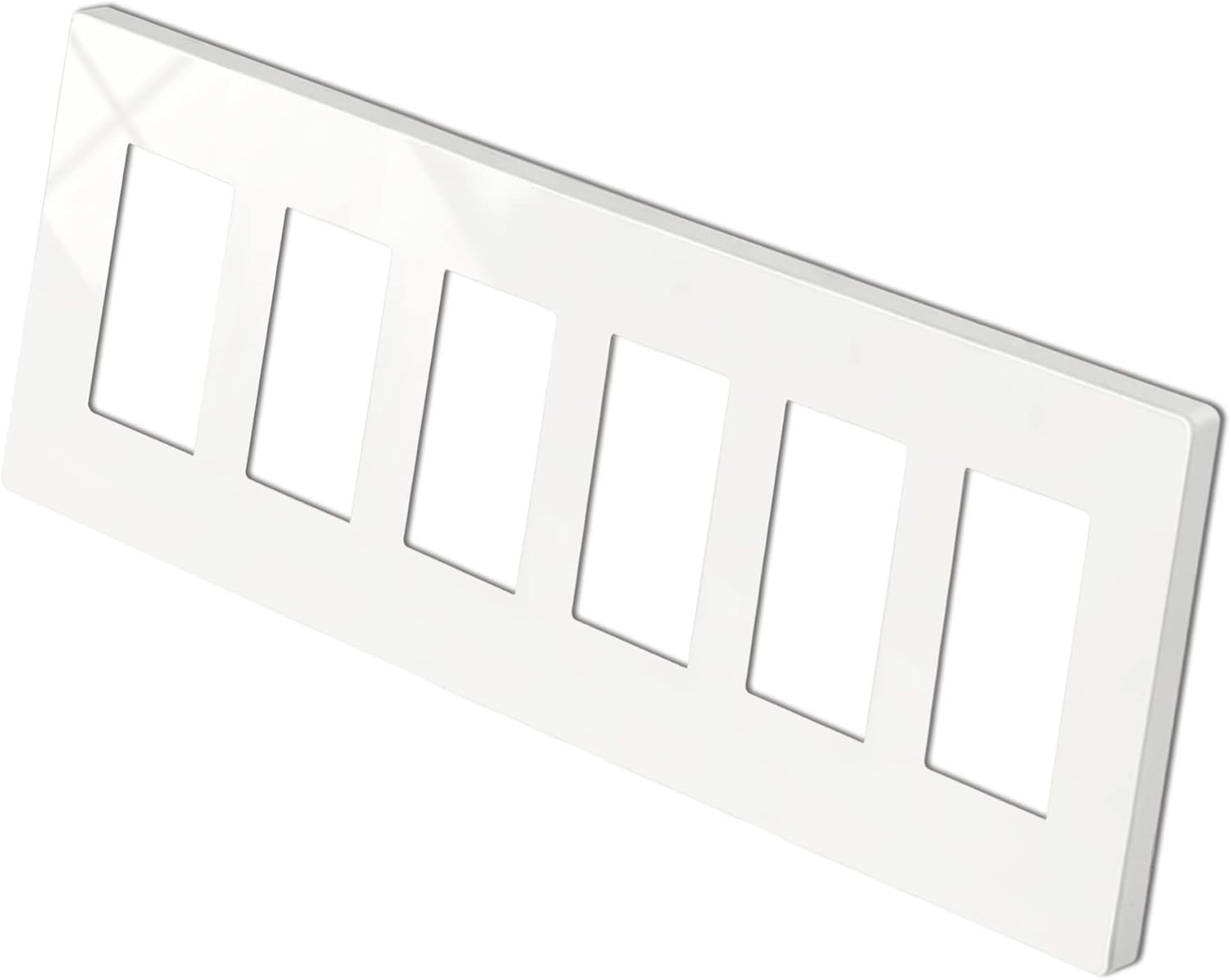 6-Gang Glossy Off White Screwless Wall Plate for Light Switch Dimmer GFCI USB