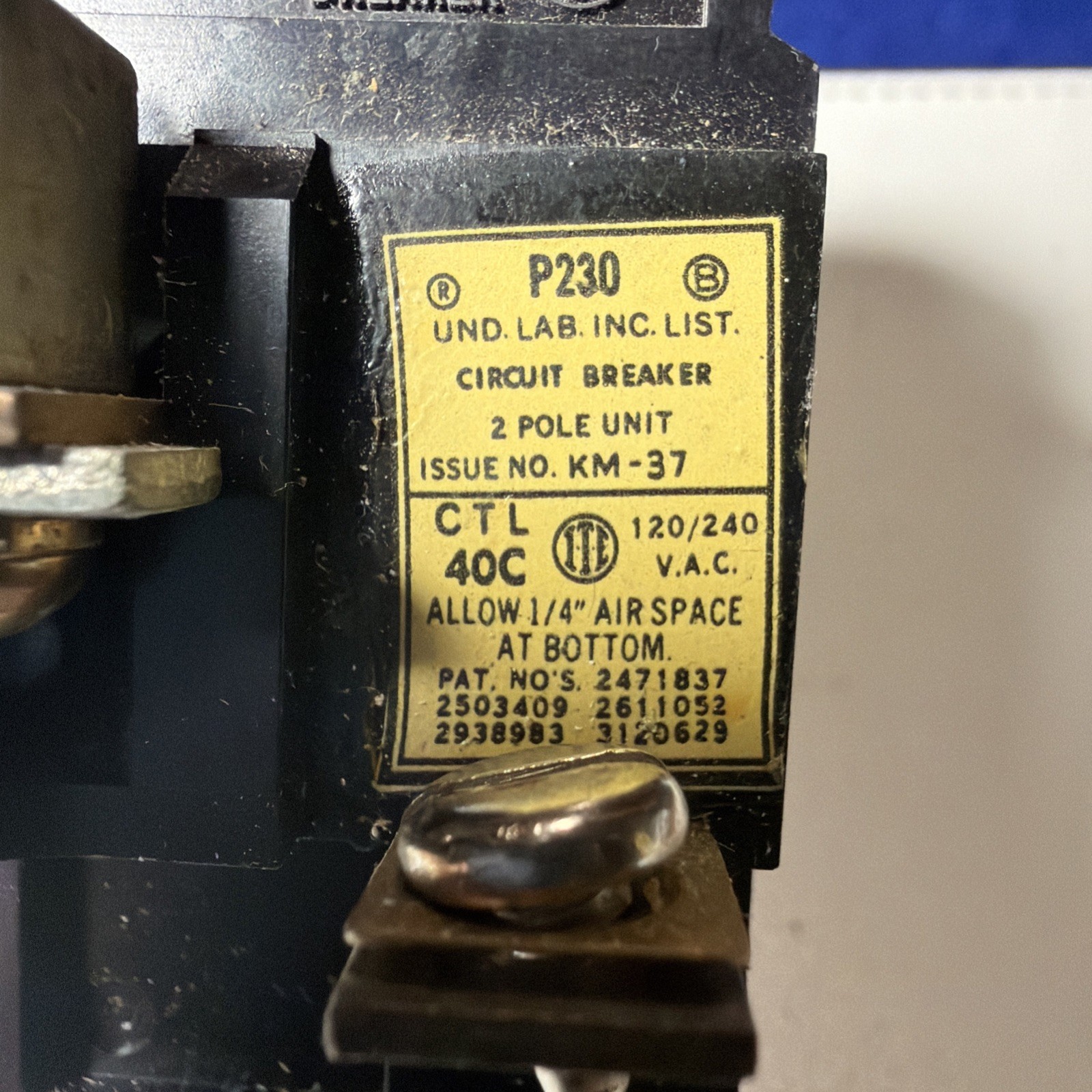 30 Amp Pushmatic Bulldog , 30A PushOmatic P230 2 Pole Breaker , Circuit Breaker