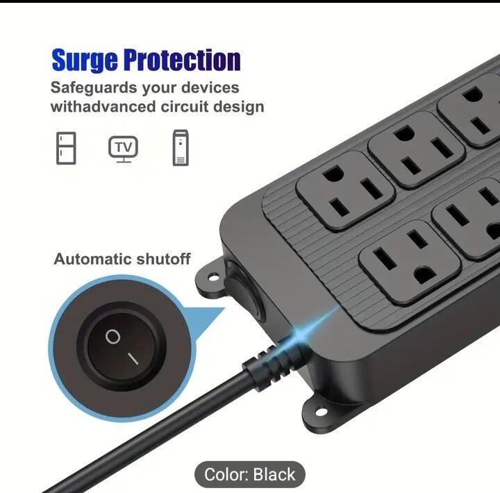 Power Surge Protector with 10 Outlets & 4 USB Ports & 2 USB-C Port (5V/3A),