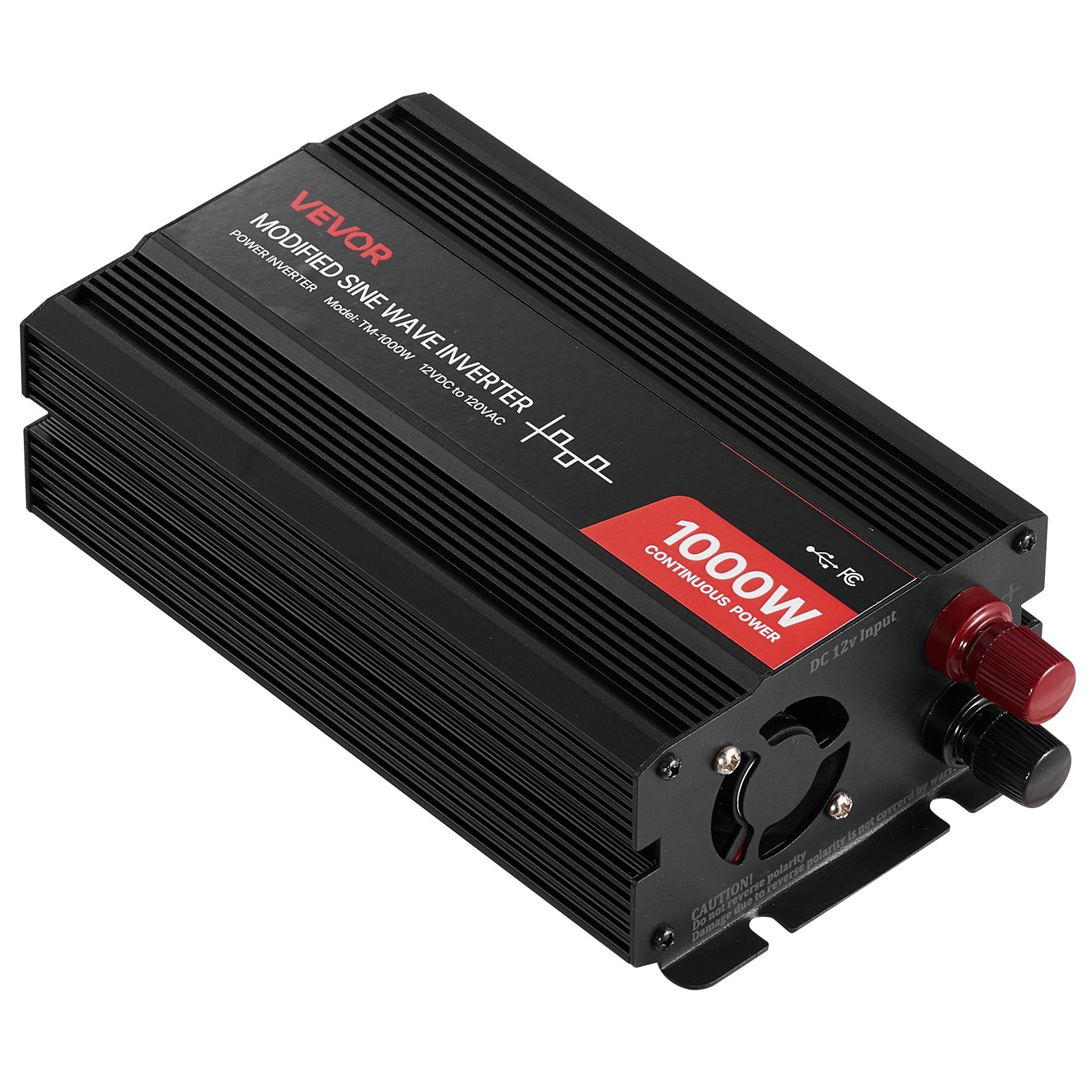 VEVOR 1000W Power Inverter 12V DC to 120V AC Modified Sine with LED Indicator