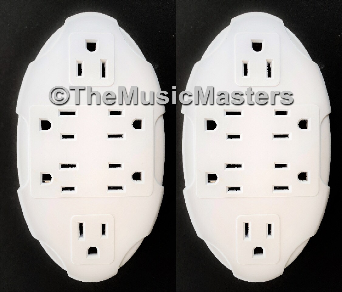 (2) 6 Outlet Electrical Socket Adapter Cover Oval 6-Way Wall Plug Power Splitter