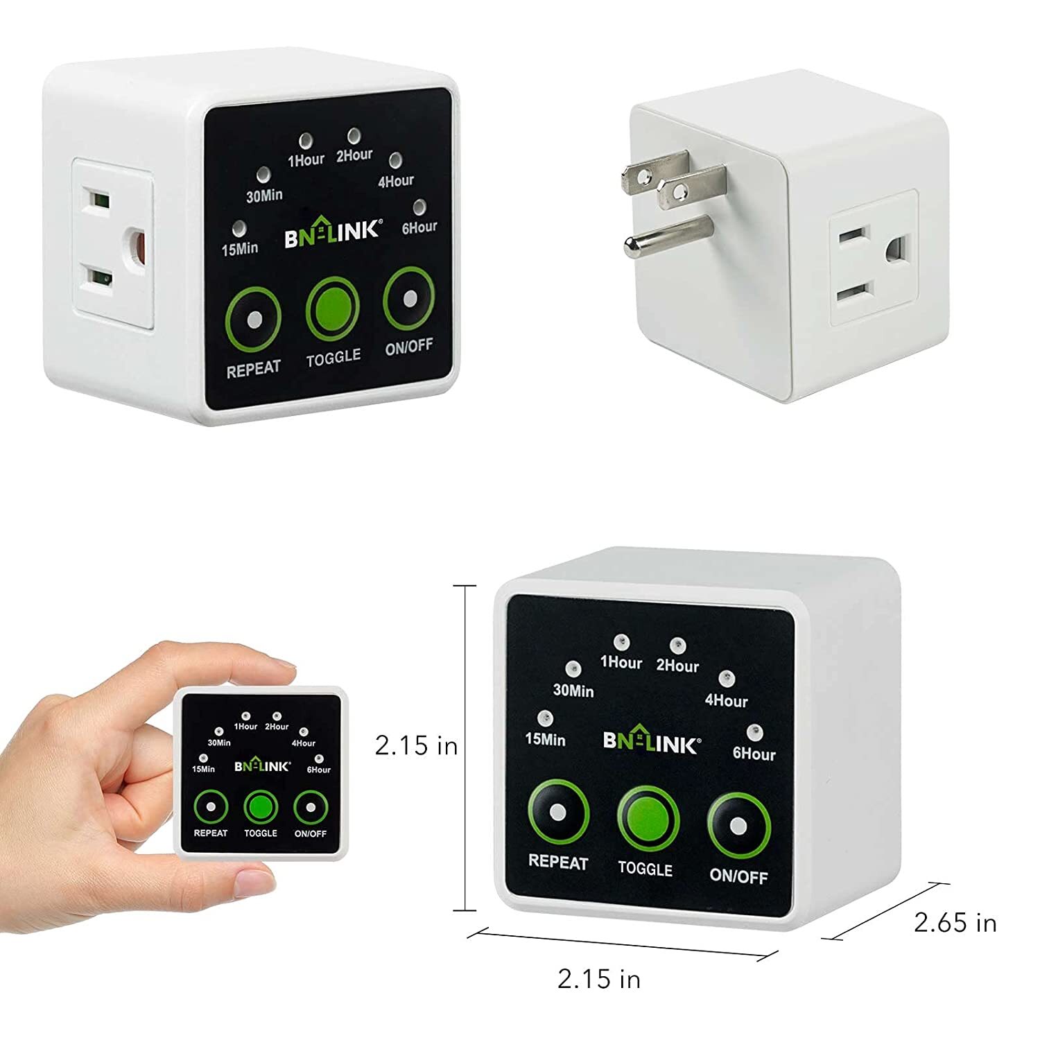 BN-LINK Smart Digital Countdown Timer Repeat Cycle with 3-Prong Grounded Outlet