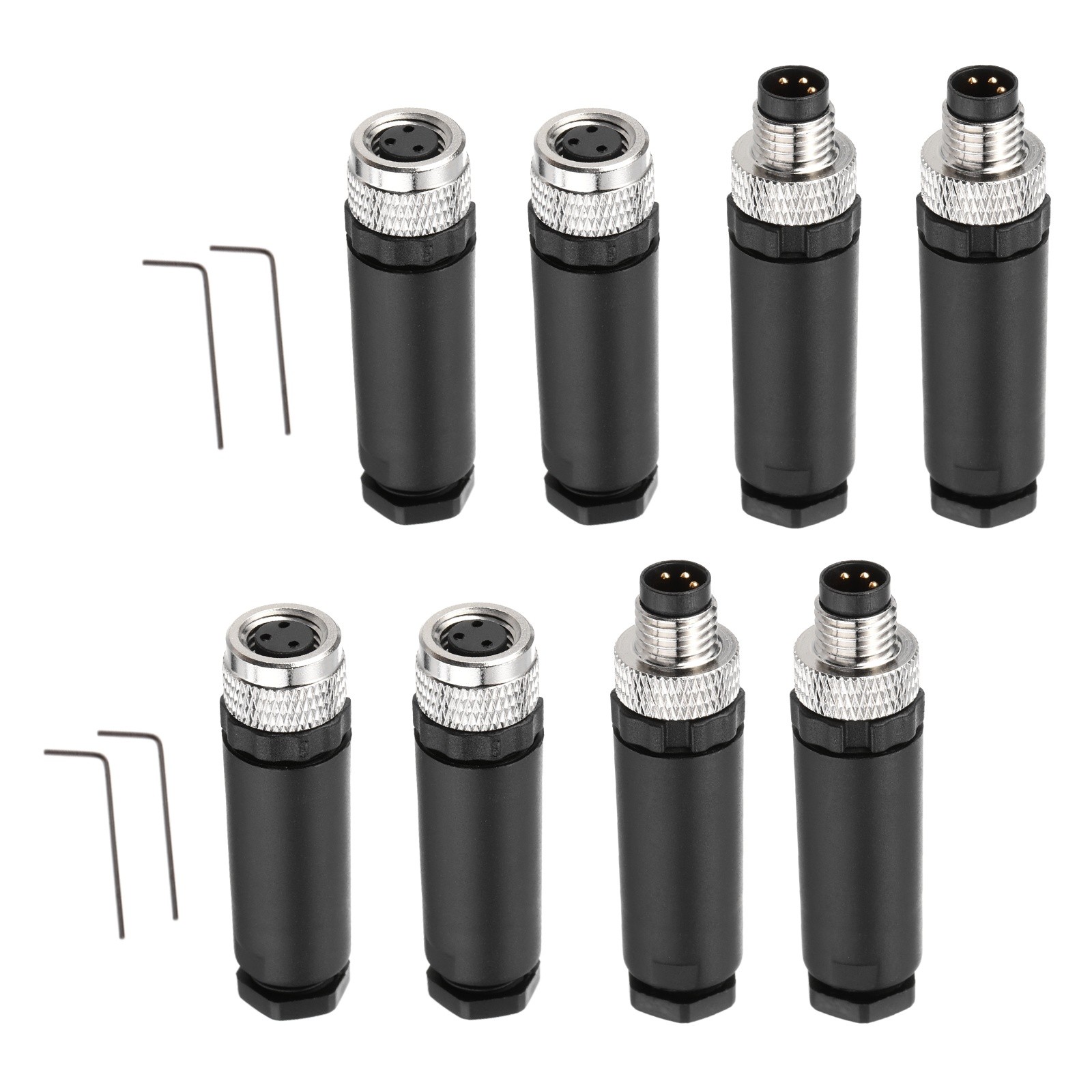 4 Set 3 Pin M8 Female Male Aviation Connector Wire Plug A Coding 8mm IP67