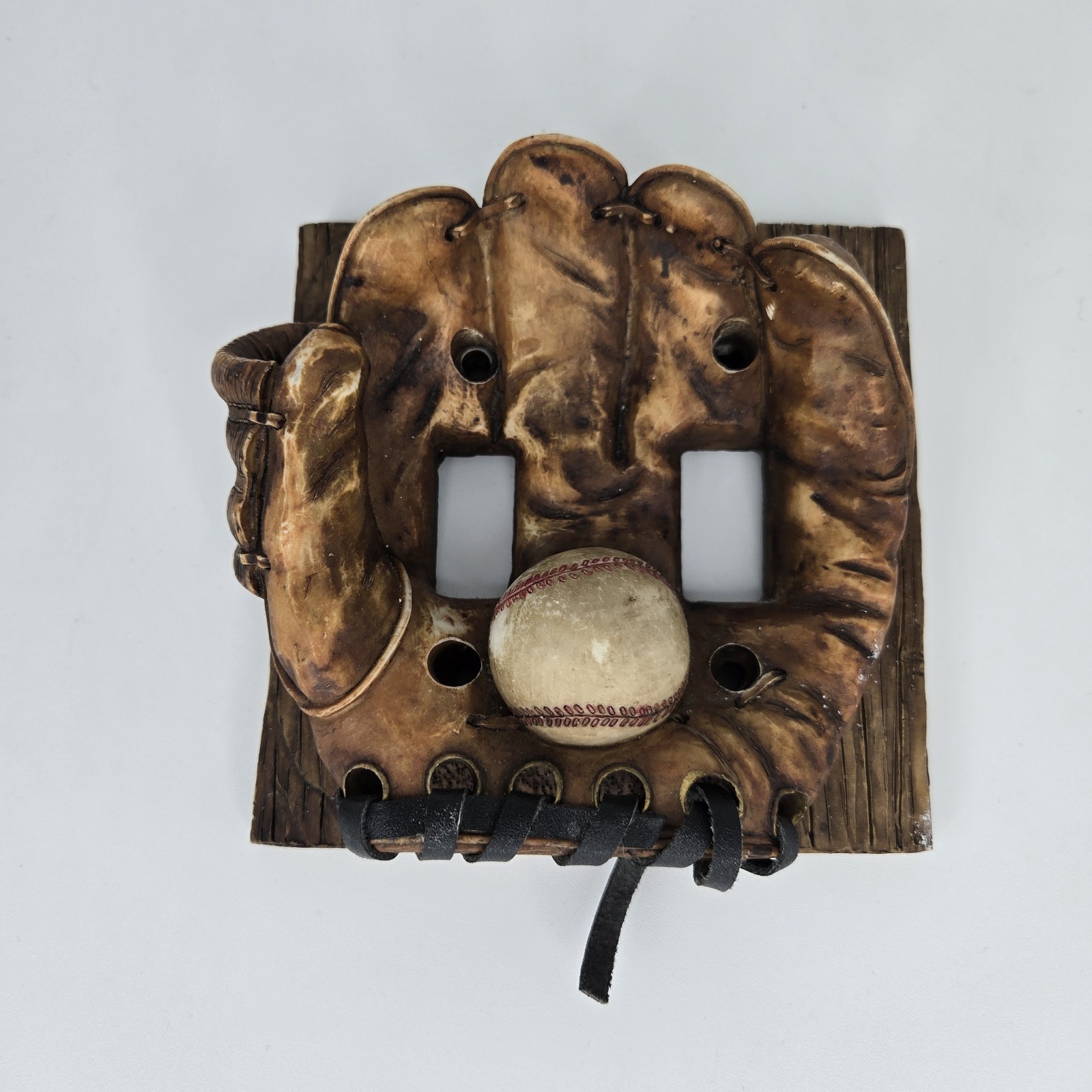 S.S Sarna Baseball Glove Mitt Ball Lightswitch Cover 2 Toggle 3D Resin Decor