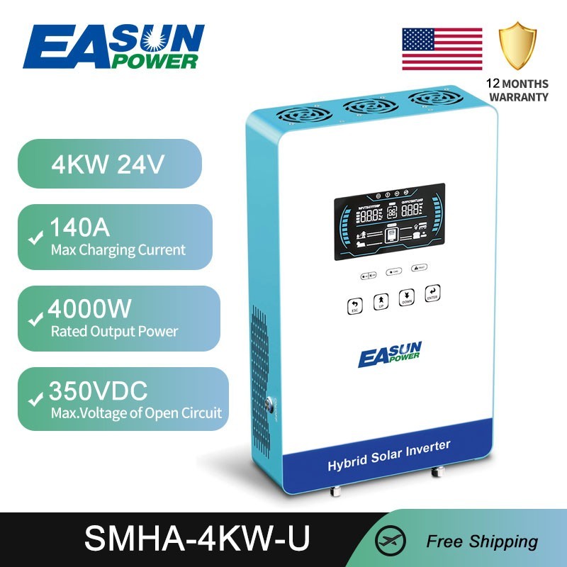 EASUN 4KW 24V Hybrid Solar Inverter Off-Grid 140A MPPT 110VAC Max.PV Input 5.6KW
