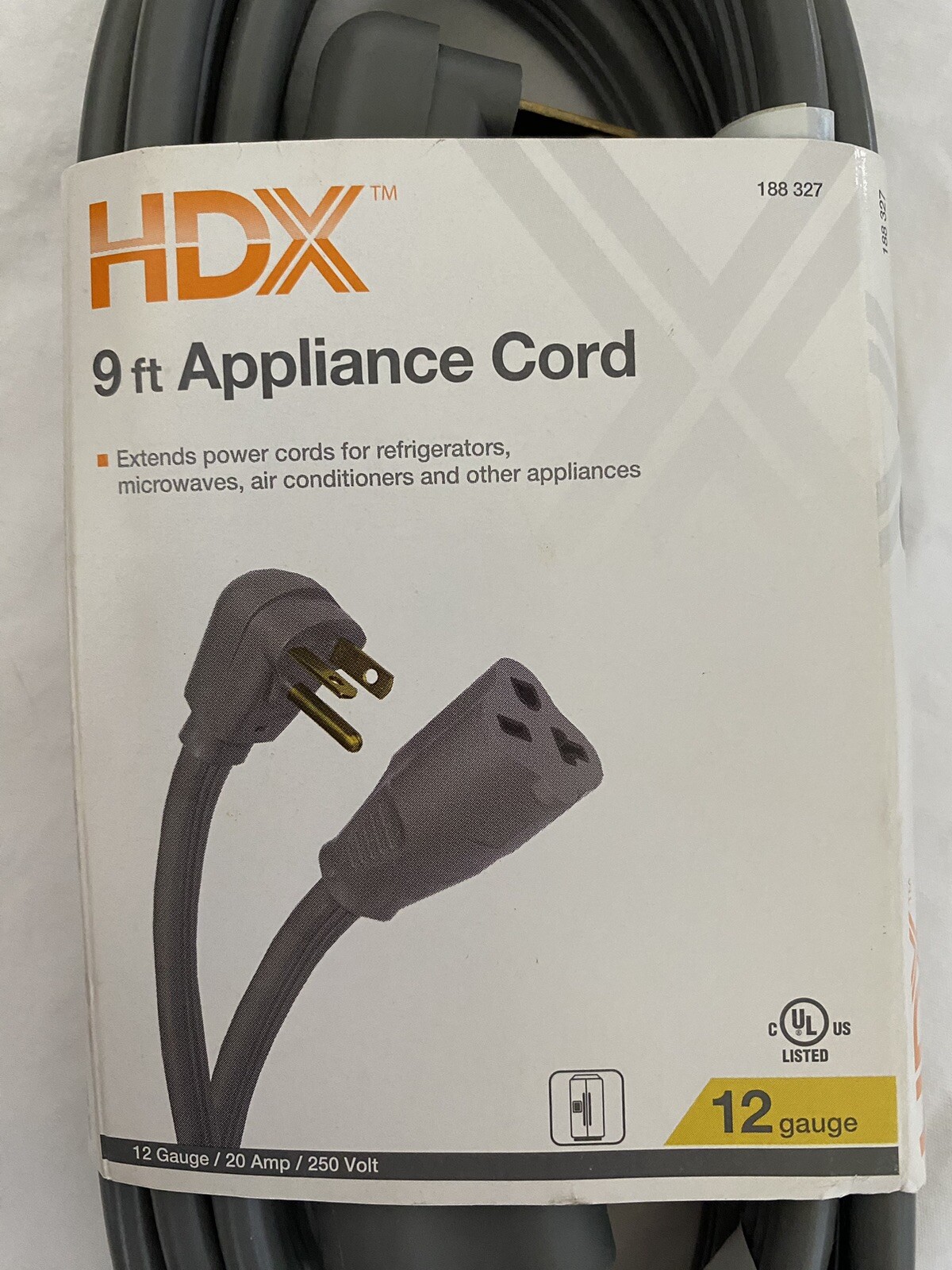 HDX 9 ft Appliance Cord 12 Gauge Calibre Electrodomestics Power Cord NEW