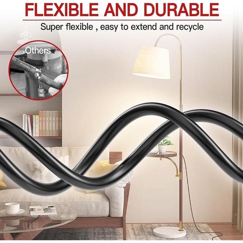 10ft Extension Cord 2 Pack 13A ETL Listed Indoor Durable Tangle Resistant Power