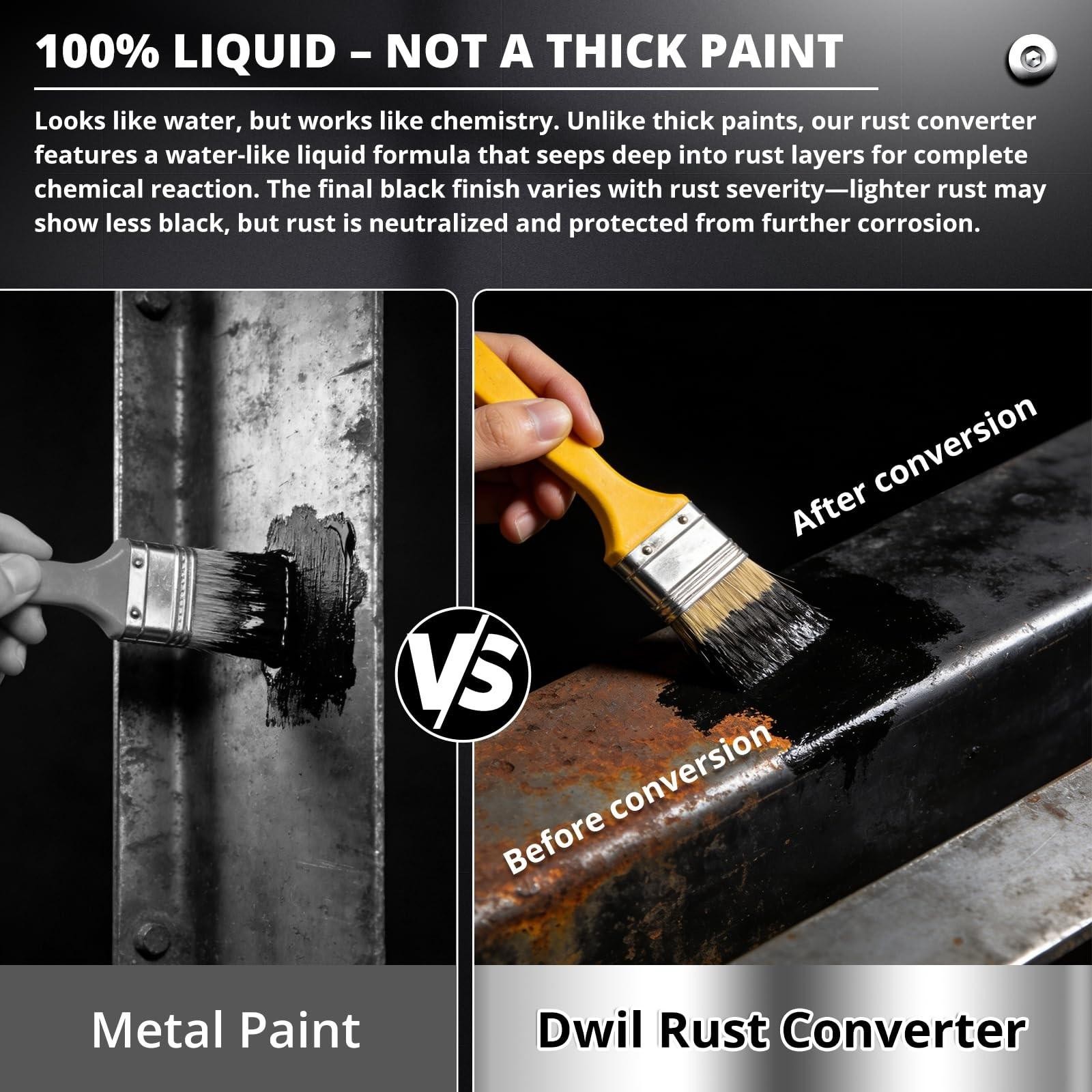 Dwil Rust Converter for Metal, 2 in 1 16 Fl Oz (pack of 1), Black