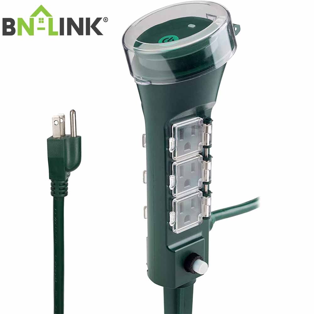 BN-LINK Outdoor 6ft Extension Cord Power Stake with 6 Outlets Weatherproof Cover