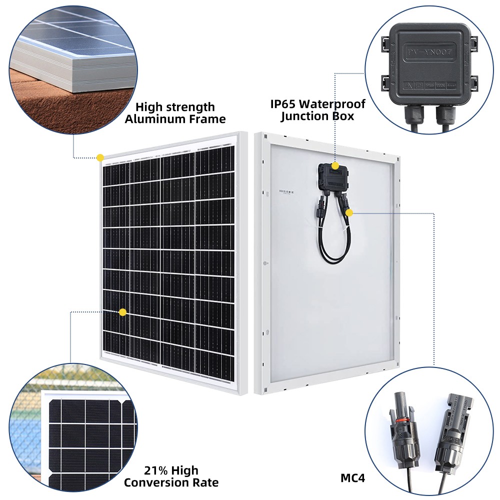400W 100W Watt Solar Panel Monocrystalline PV Power 12V For Home RV Marine Car