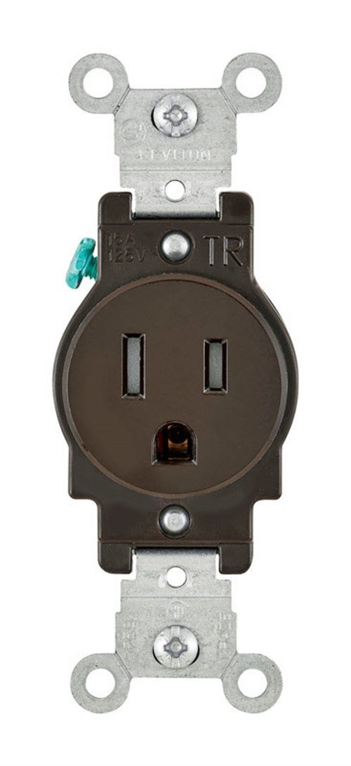 Leviton T5015 15A 125V Brown Thermoplastic Outlet 4.06 H x 1.38 W x 1.06 D in.