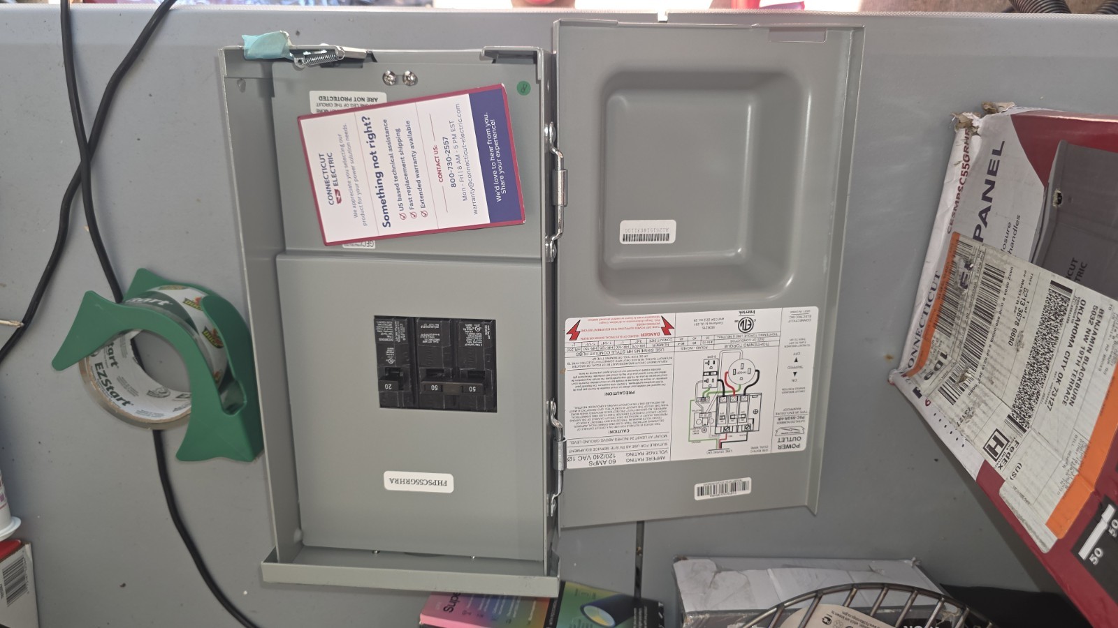 Connecticut Electric 60A RV Panel Outlet w/50A Receptacle Breakers & GFCI Duplex