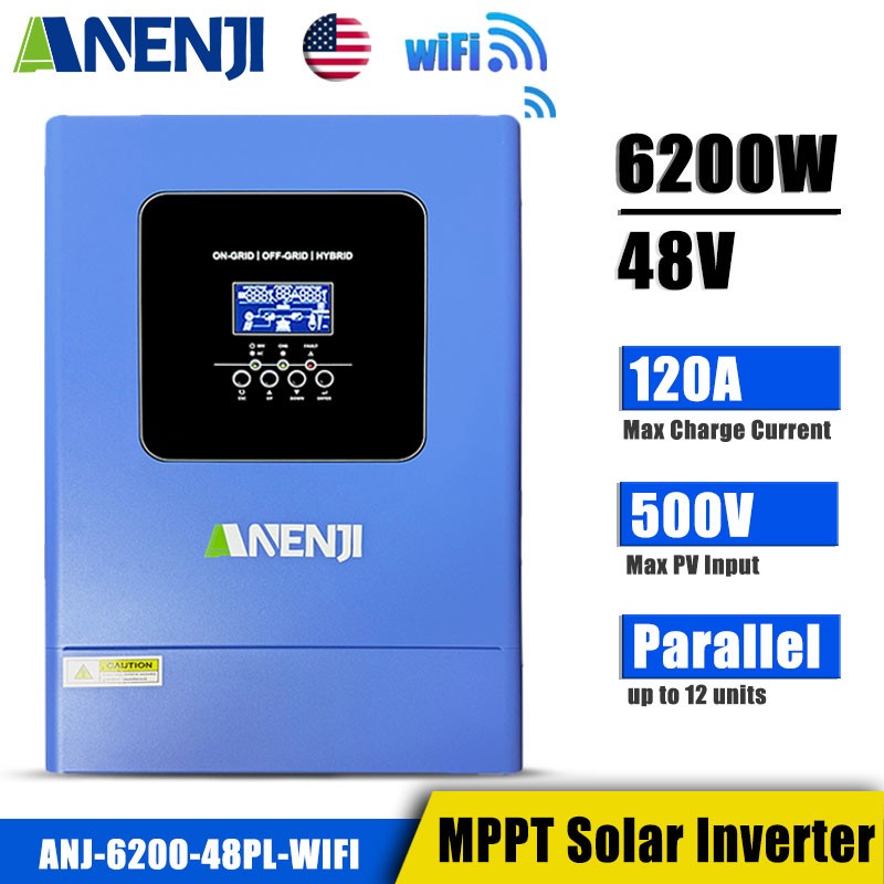 6200W 48V Hybrid MPPT Solar Inverter Parellel MPPT Charger 500V 120A 230Vac WIFI