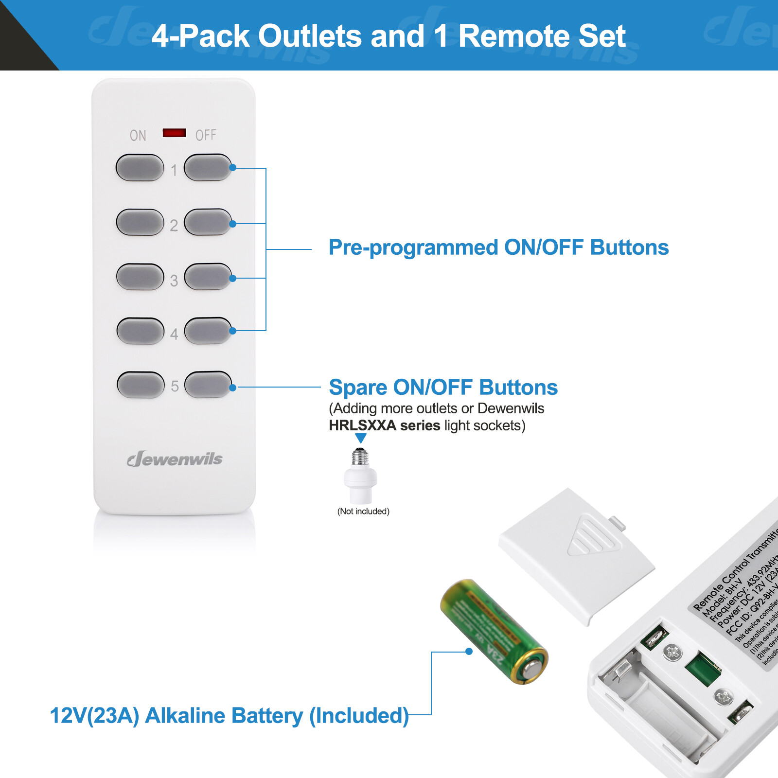 DEWENWILS Remote Control Outlet Plug Wireless On Off Power Switch White
