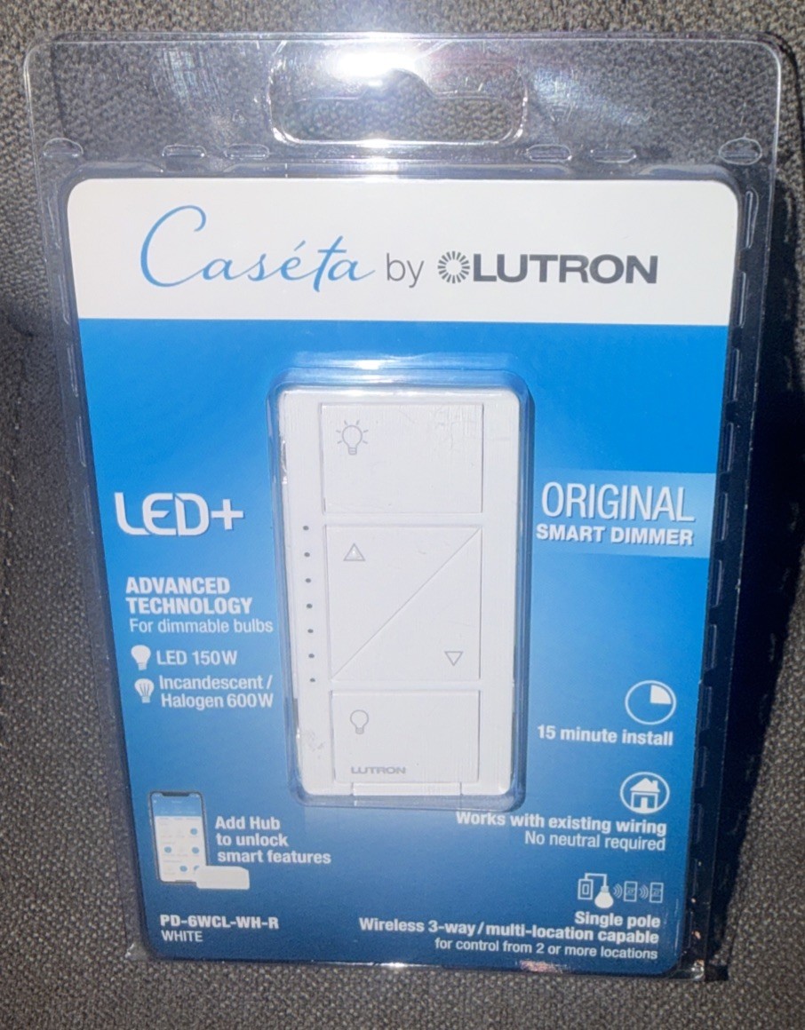 Lutron💡Caseta Single-pole/3-way Smart Compatible LED Light Dimmer Switch White