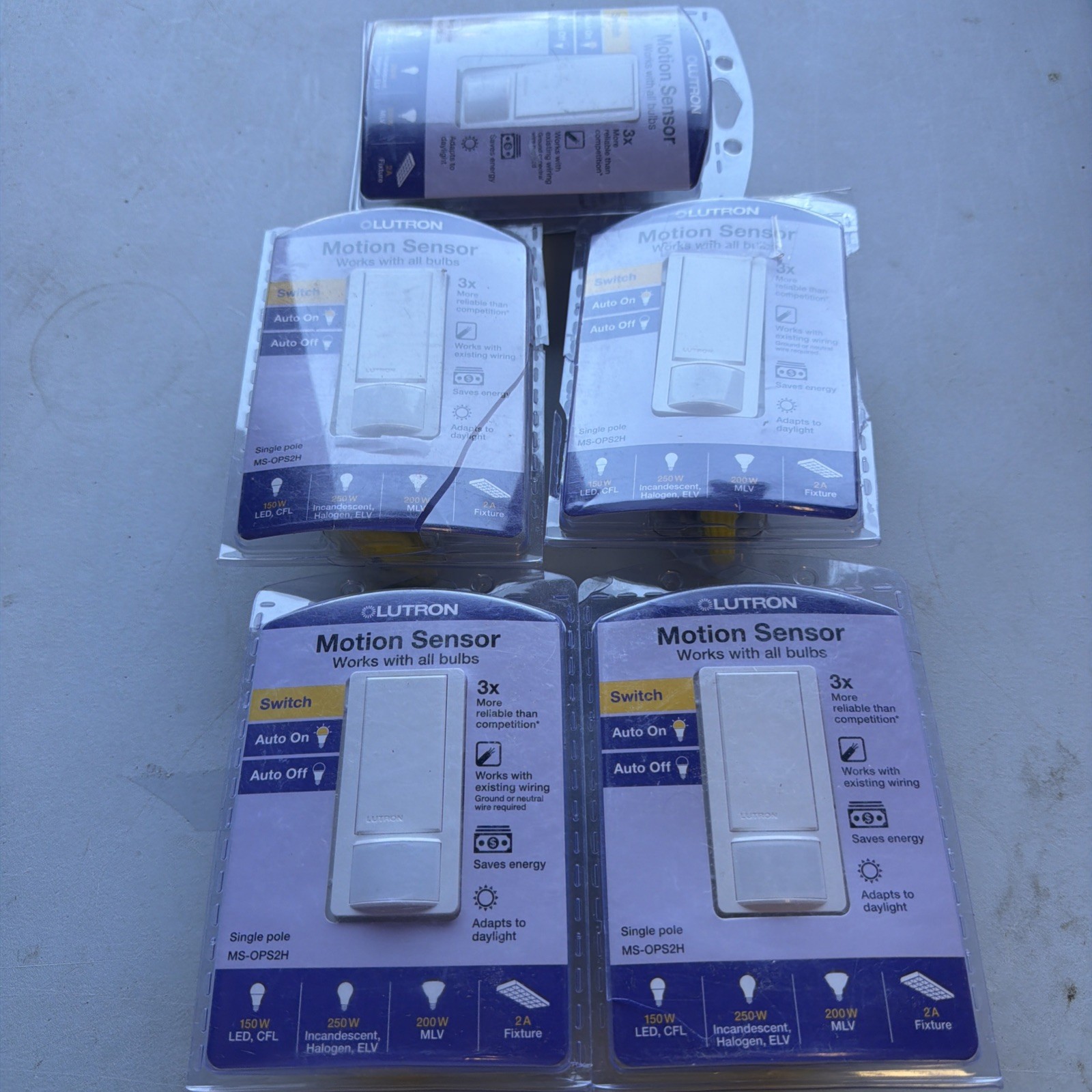 Lot Of 5- Lutron MS-OPS2H-WH Maestro Occupancy Sensor Switch #3136