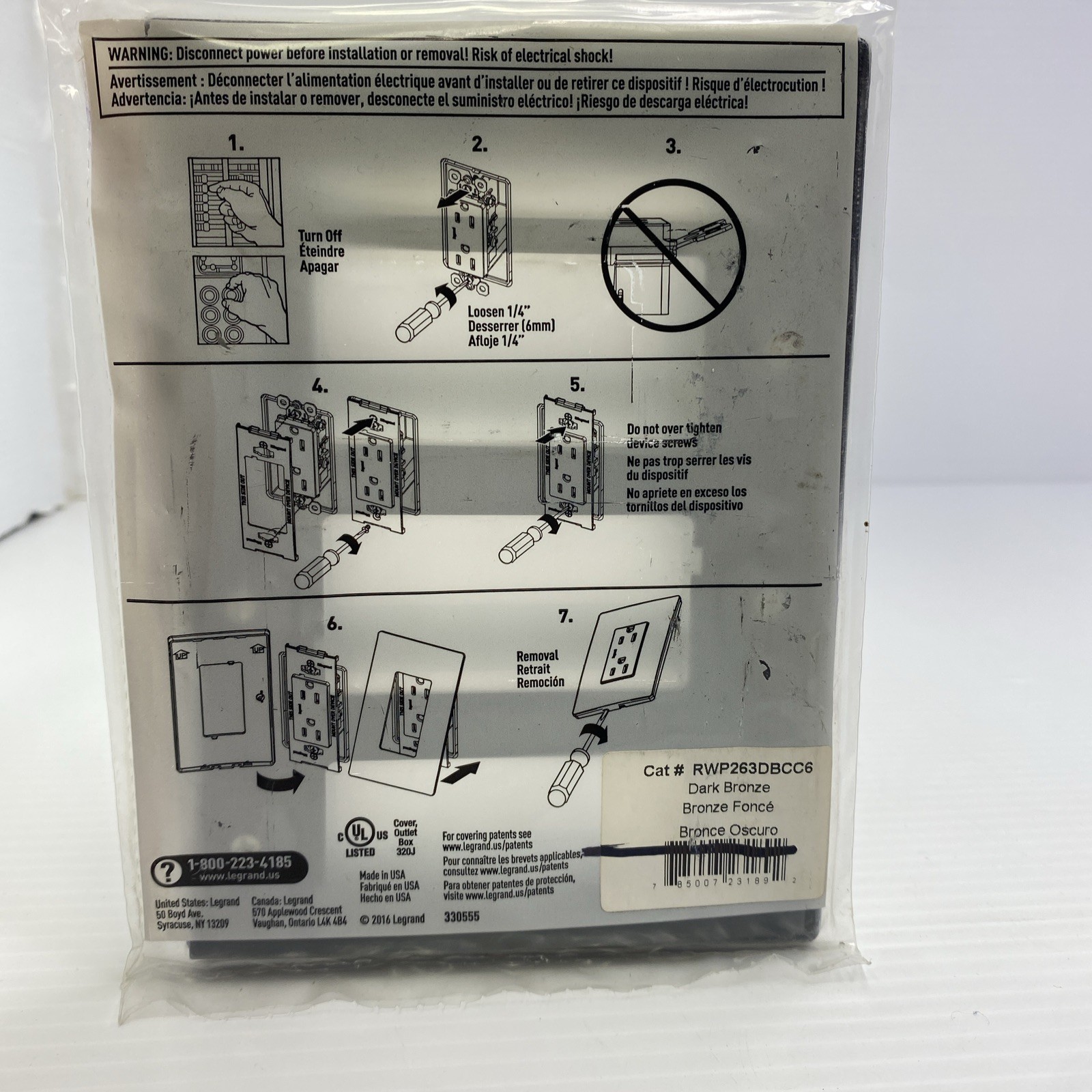 Legrand Radiant Screwless Wall Mount No Visible Screws – Dark Bronze RWP263DBCC6