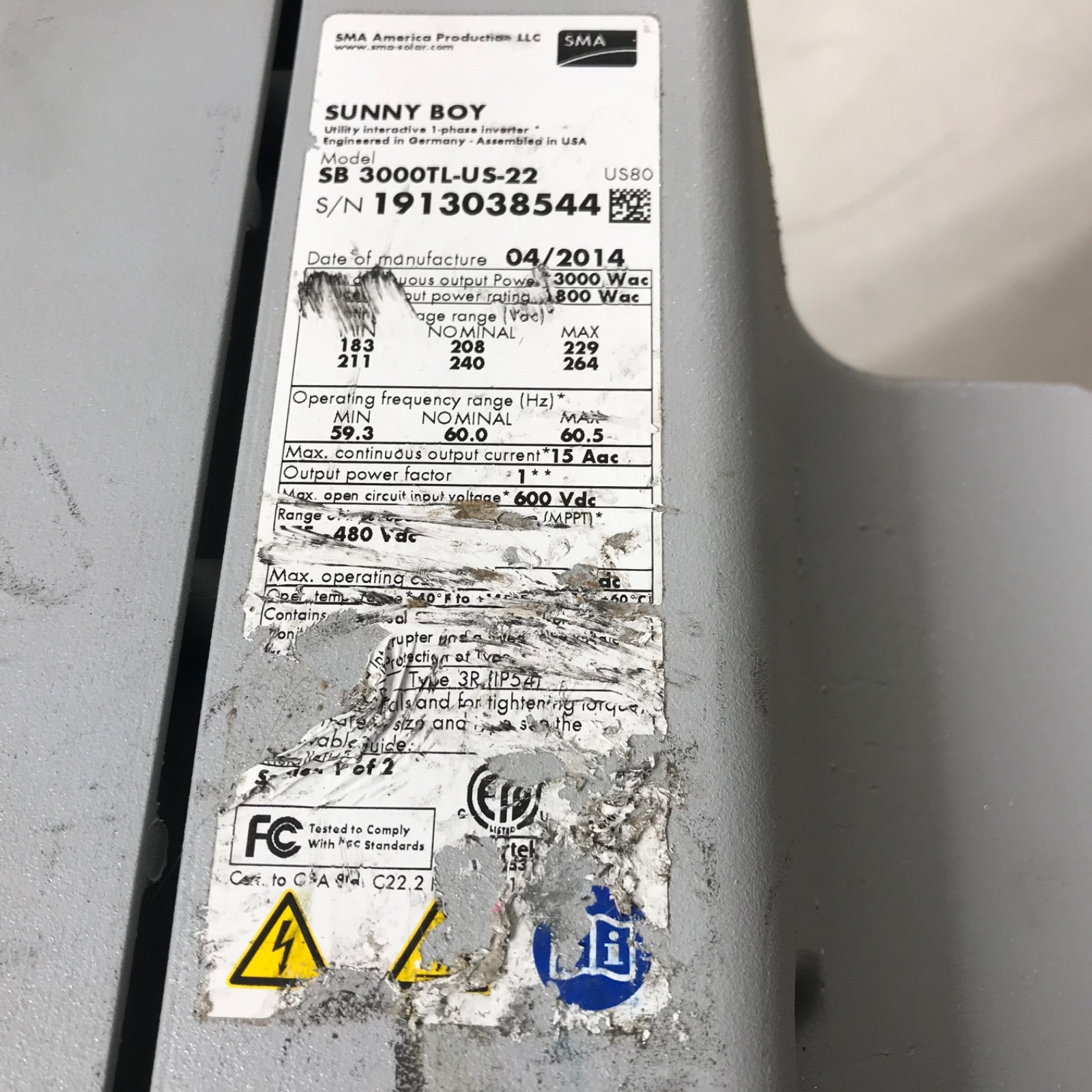 SMA Sunny Boy Inverter SB 3000TL-US-22