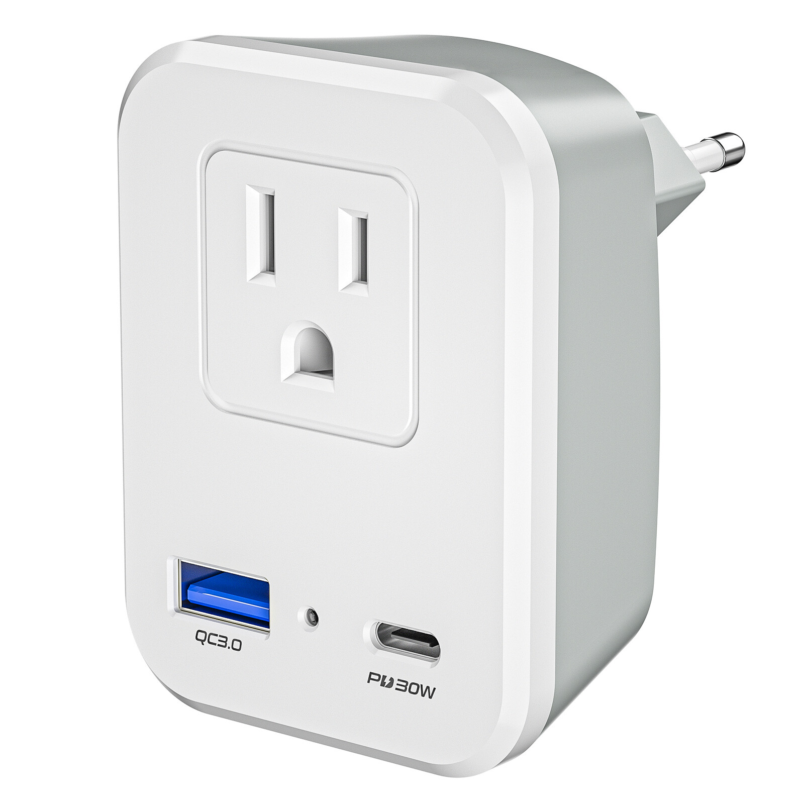 Wholesale Type C European Travel Plug Adapter with 30W USB C Ports for US to EU