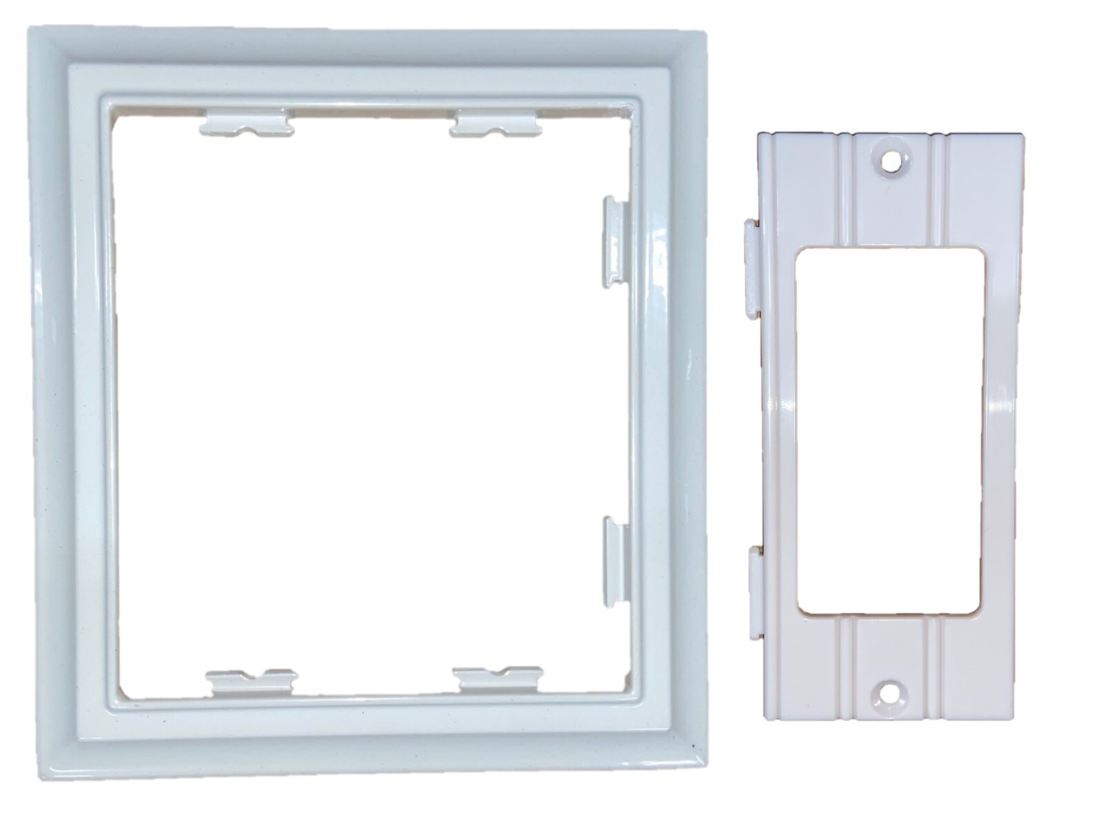 WALL PLATES (5 Complete SETS) White (5 Double Frame Plates and 10 Inserts Total)