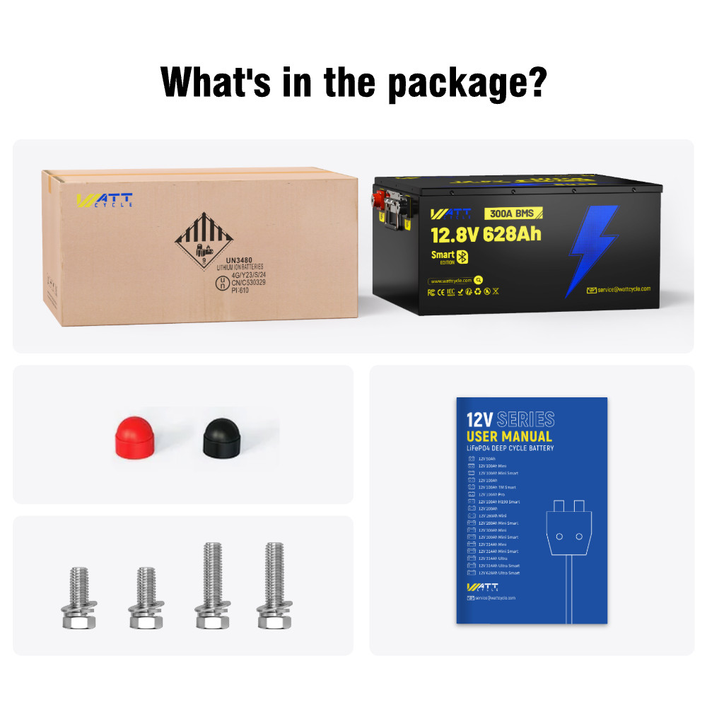 Wattcycle 12V 628Ah LiFePO4 Ultra Battery Low Temp Bluetooth 8038Wh for Off-Grid
